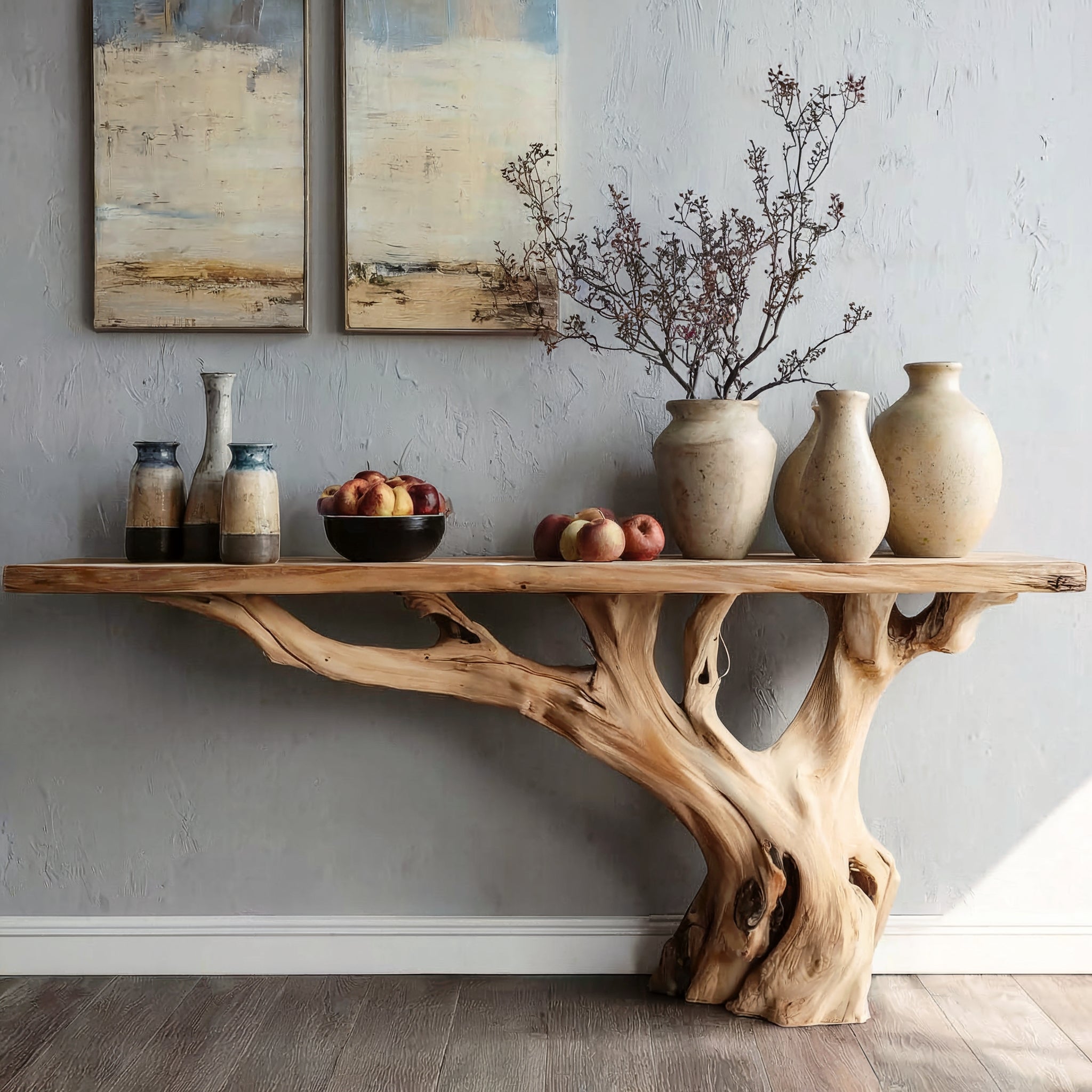 Handgefertigter Holztisch – Rustikaler Konsolen- und Wandbeistelltisch