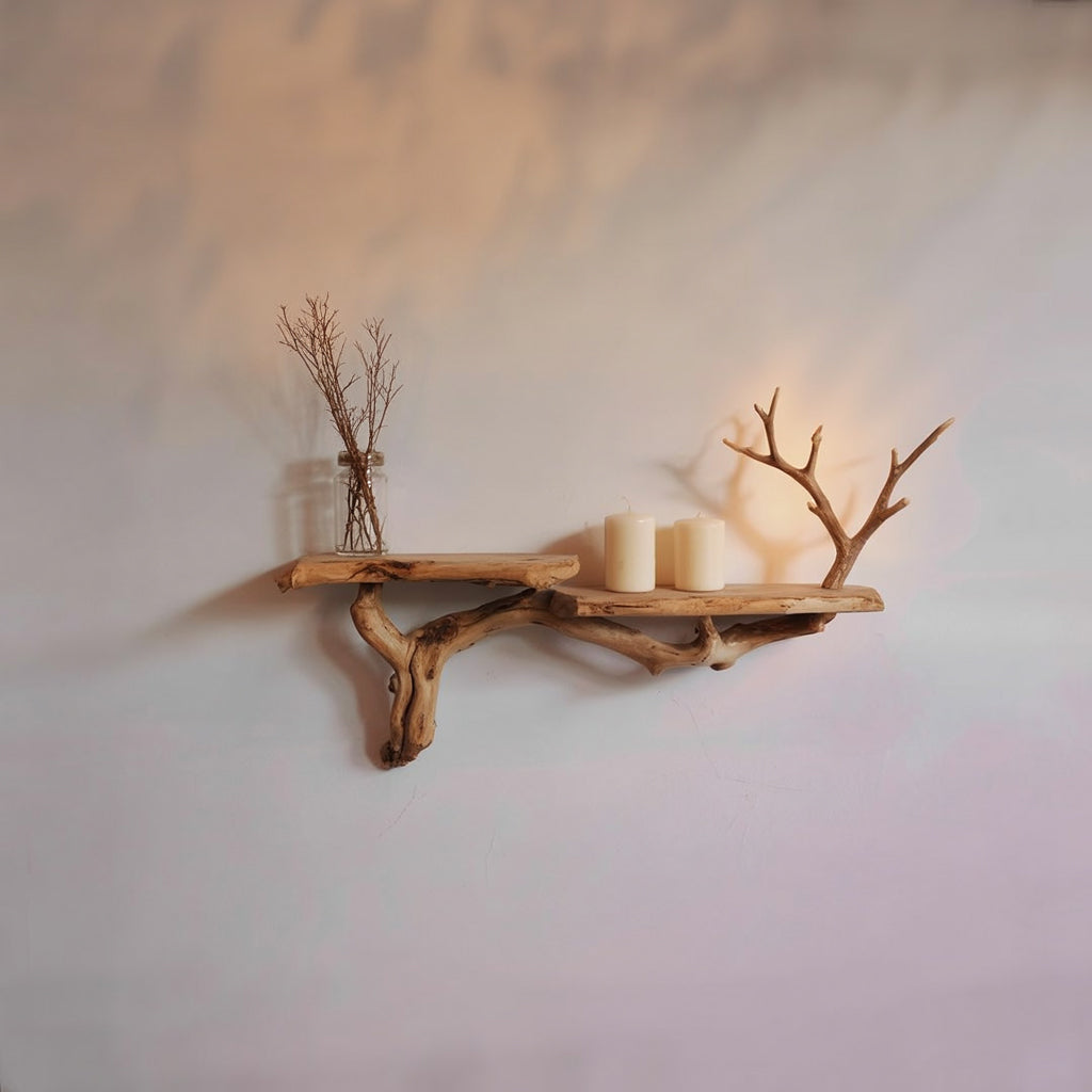 Live Edge Floating Wandregale – Handgefertigte Massivholz Wanddeko
