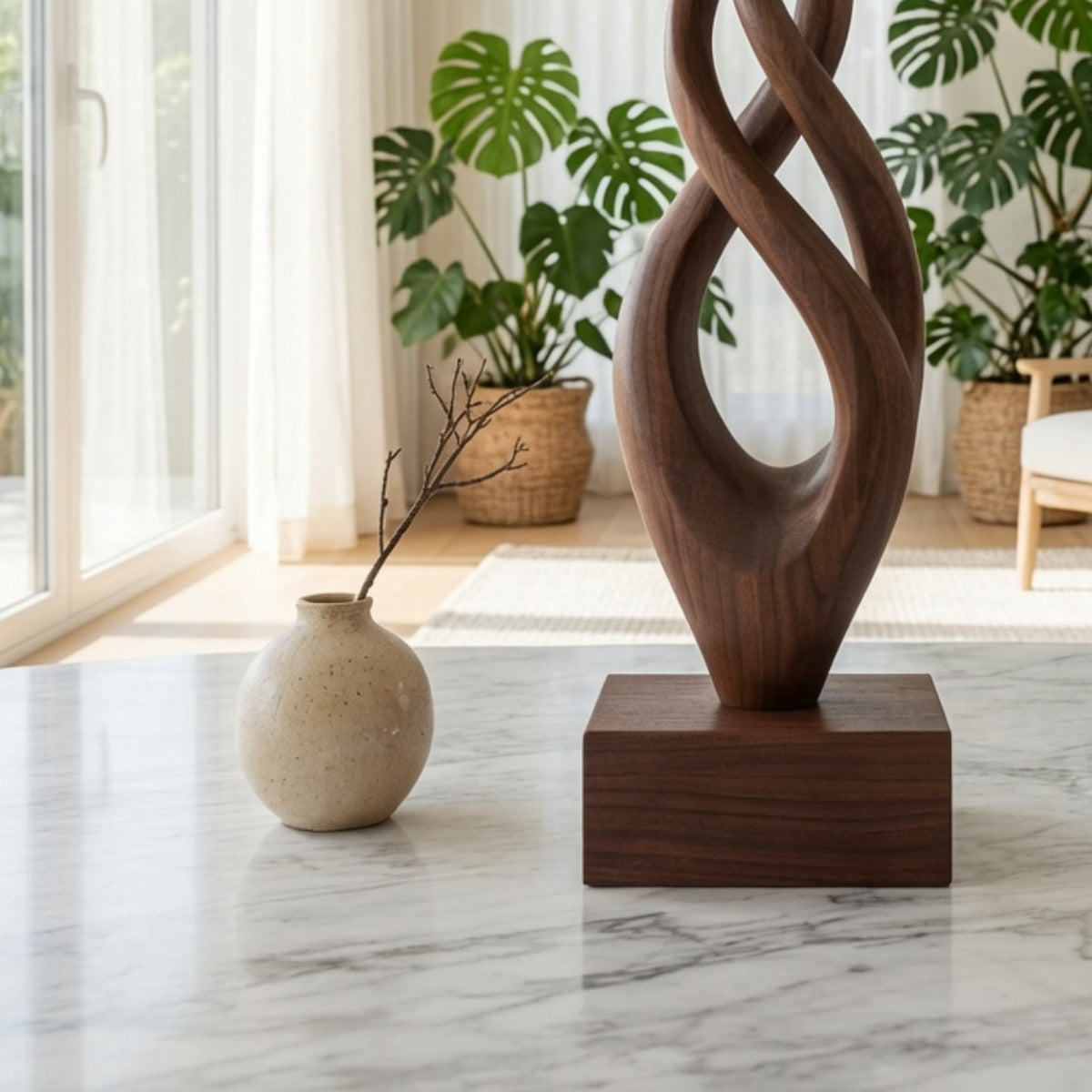 Handwerkliche dekorative Skulptur aus Massivholz