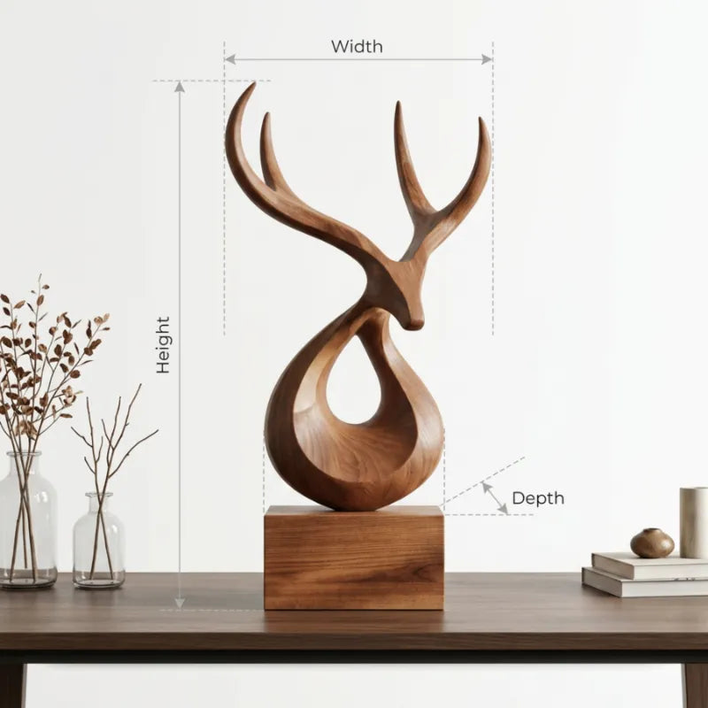 Abstrakte Hirschgeweih-Skulptur aus Massivholz – Organisch-modernes Kunstwerk