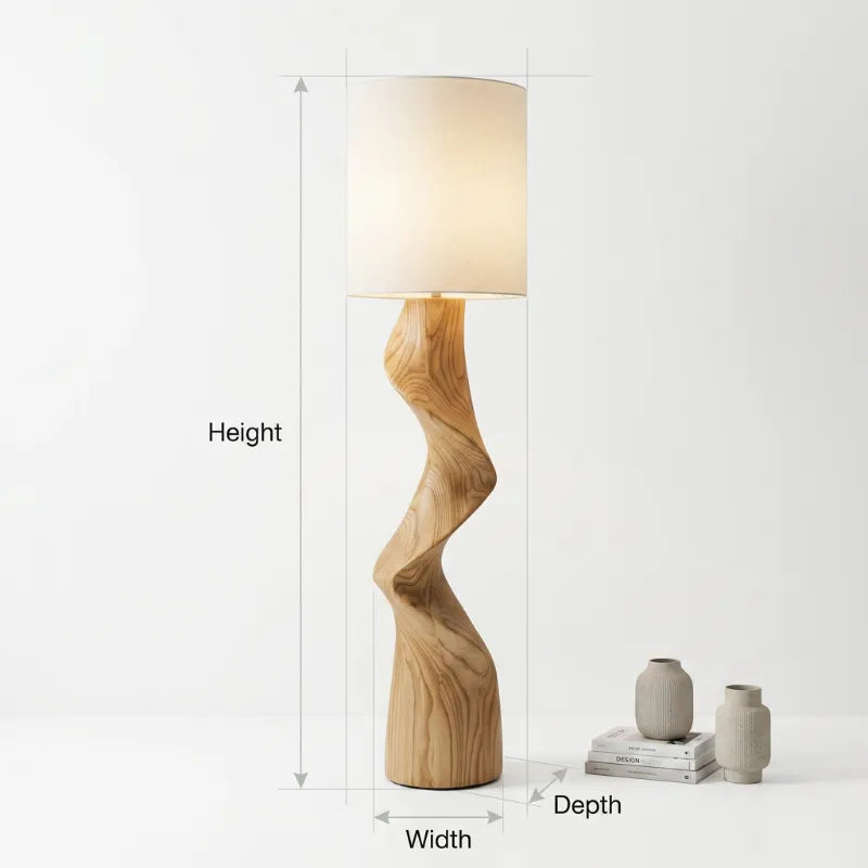 Künstlerische organische gedrehte Stehlampe aus Massivholz