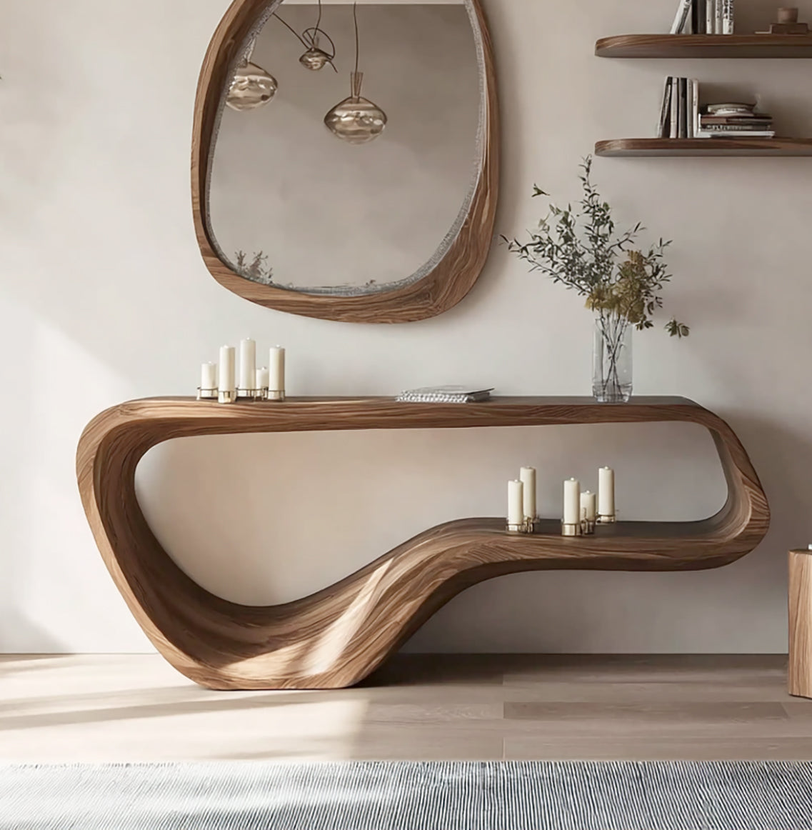 Live Edge Konsolentisch aus Massivholz – Rustikaler Flurtisch