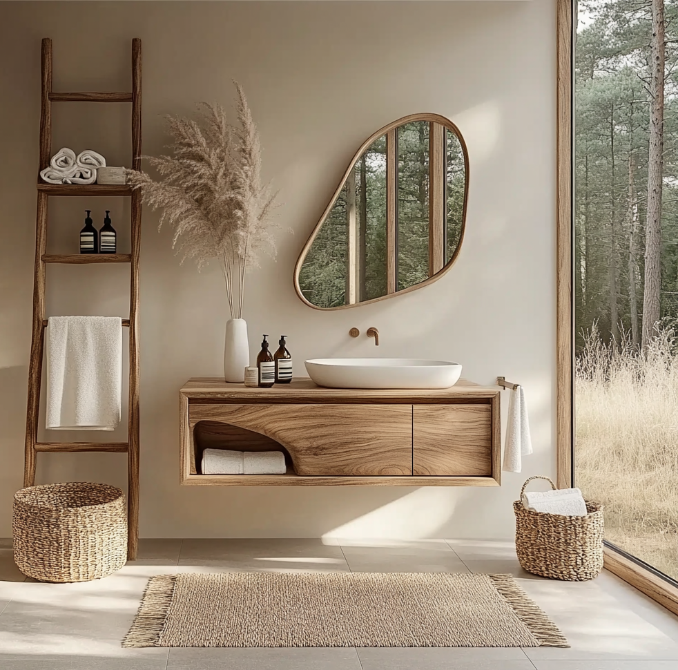 Rustikaler luxuriöser schwebender Waschtisch für zeitgenössische Badezimmer