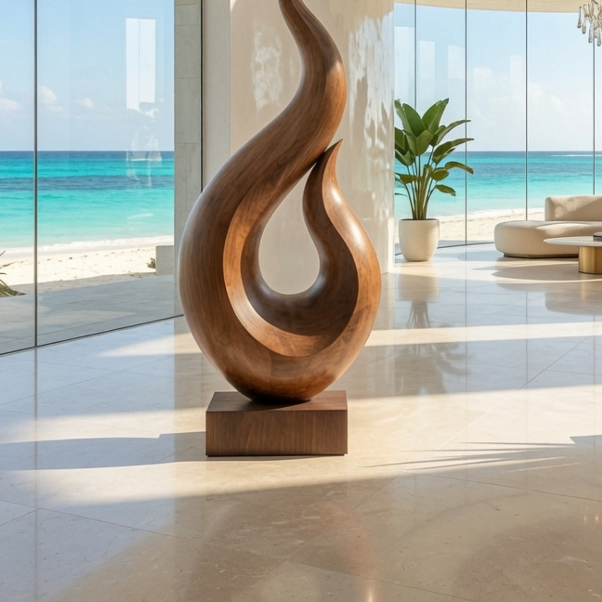 Zeitgenössische handgefertigte Holz-Kunstskulptur