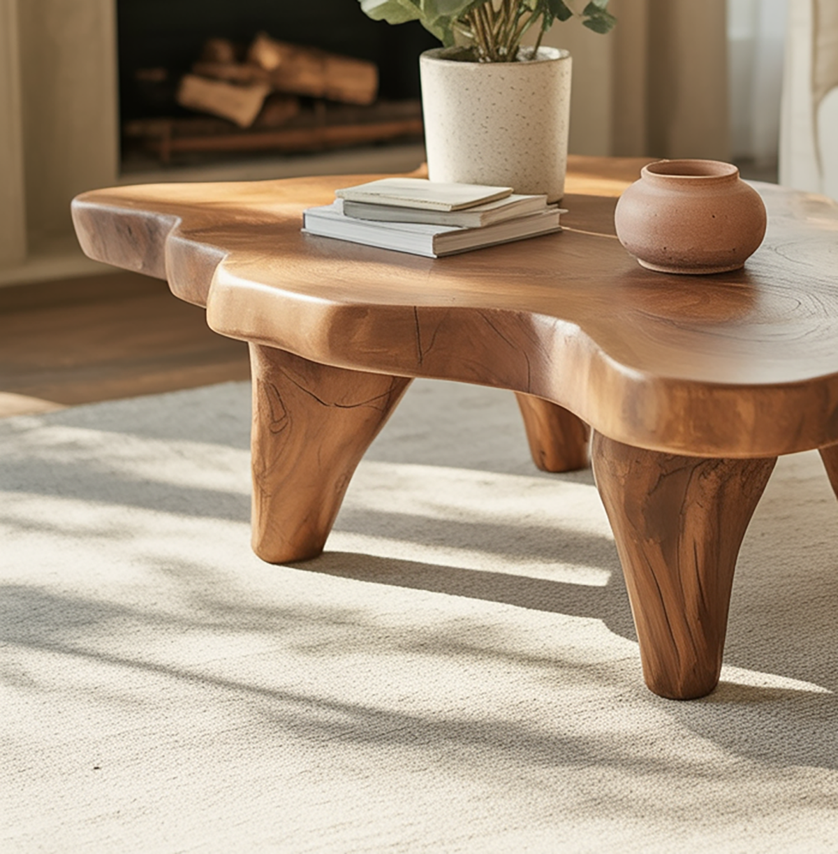 Mitteltisch aus Massivholz für moderne Wohnzimmerinterieurs