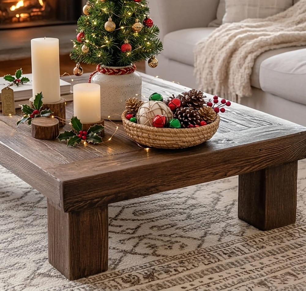 Moderner Couchtisch aus Massivholz im Blockdesign
