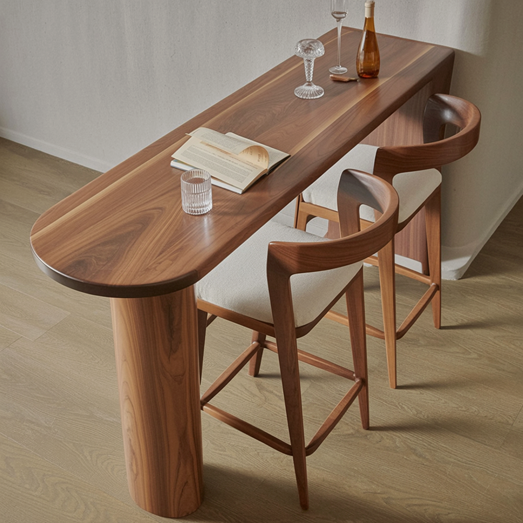 Moderner skulpturaler Holztisch im fließenden organischen Design