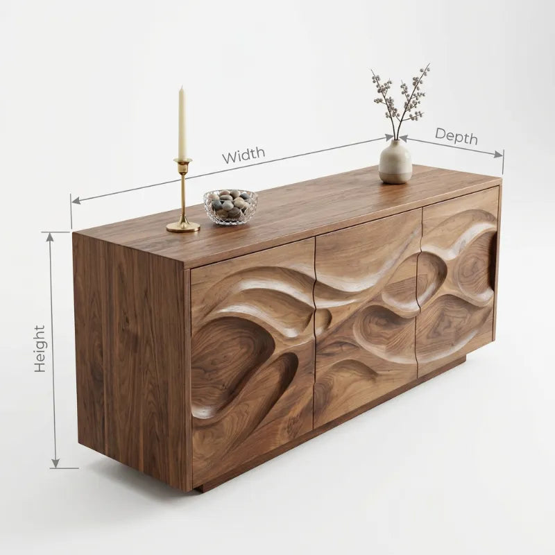 Handgefertigtes skulpturales Weihnachts-Sideboard aus Massivholz