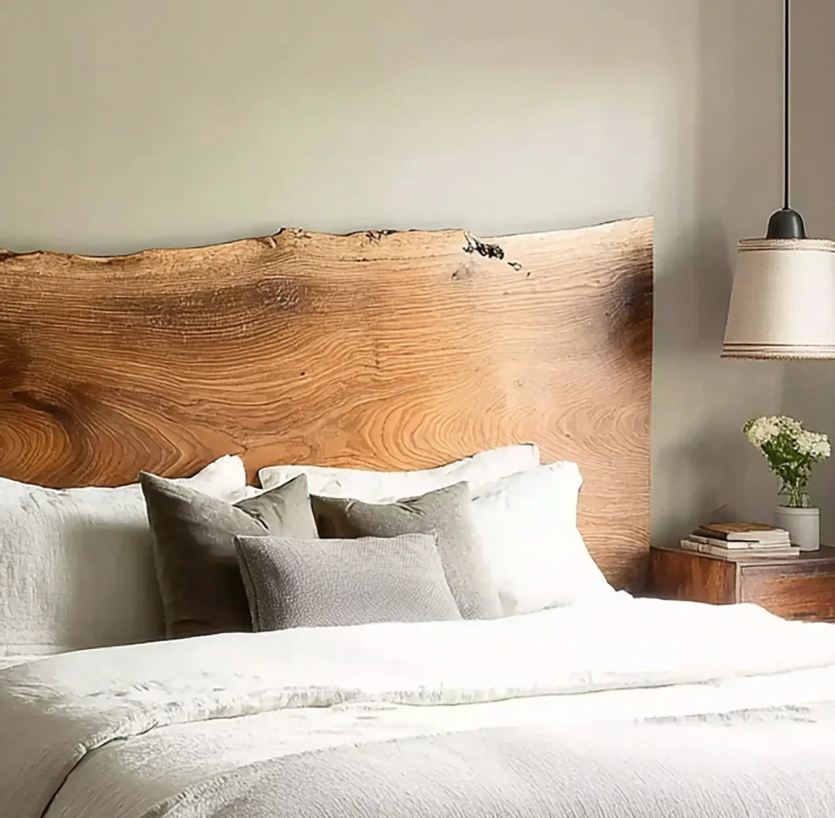 Rustikal-modernes Kopfteil mit organischer Holztextur