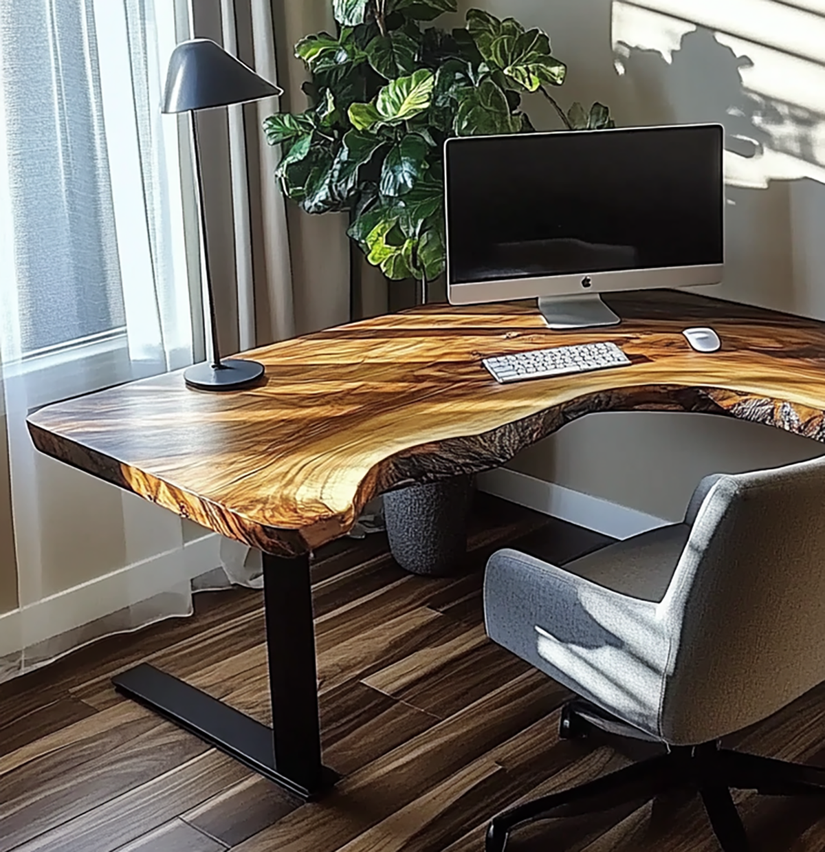 Moderner Industrial-Arbeitsschreibtisch in L-Form