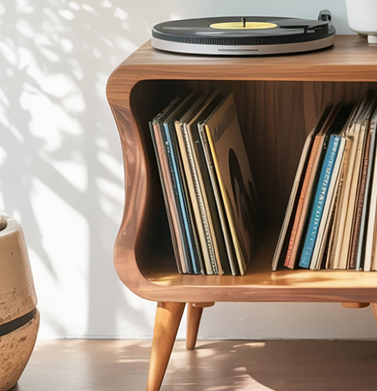 Mid-Century-Modern-Plattenspielerschrank als Wohndekor