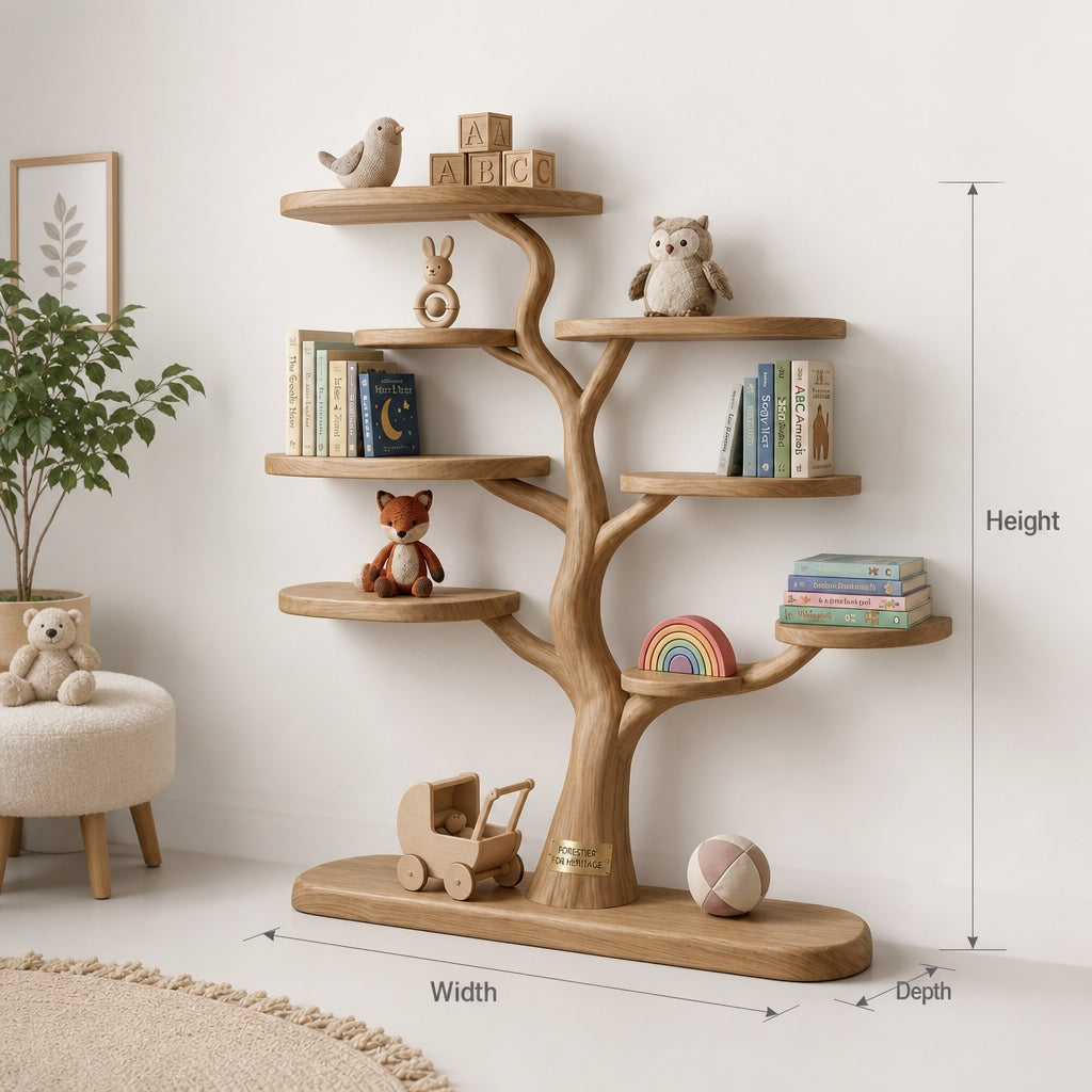 Mid-Century-Baum-Bücherregal für Babyzimmer & Kinderzimmer