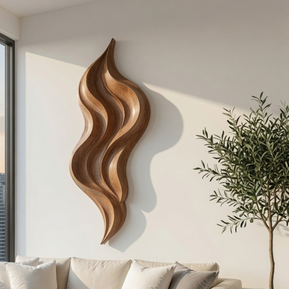 Organisches Hartholz-Wandpaneel, das ein minimalistisches Interieur aufwertet