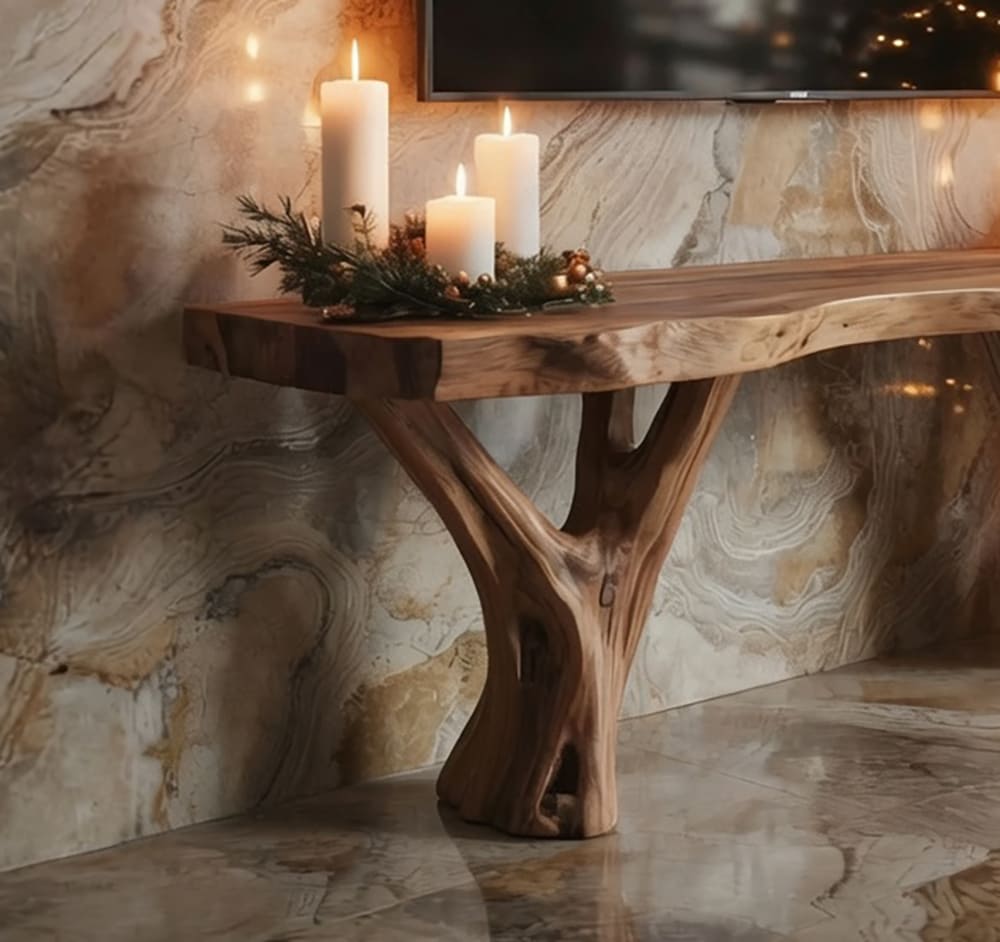 Zeitgenössische TV-Konsole aus Massivholz im eleganten Design