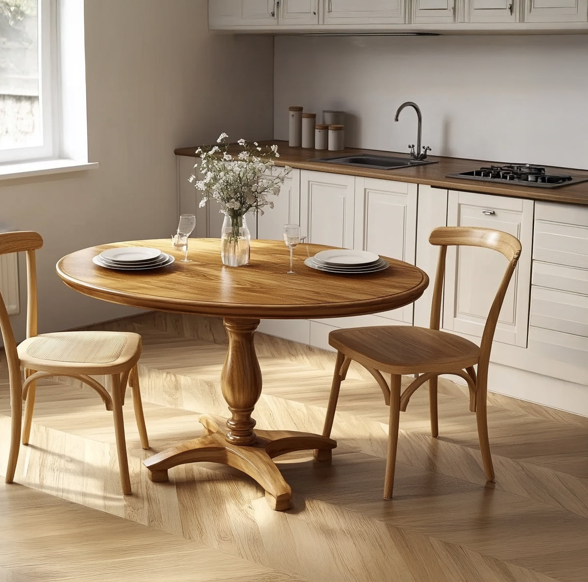Handgefertigter Esstisch aus Holz für zeitgenössische Wohnungen