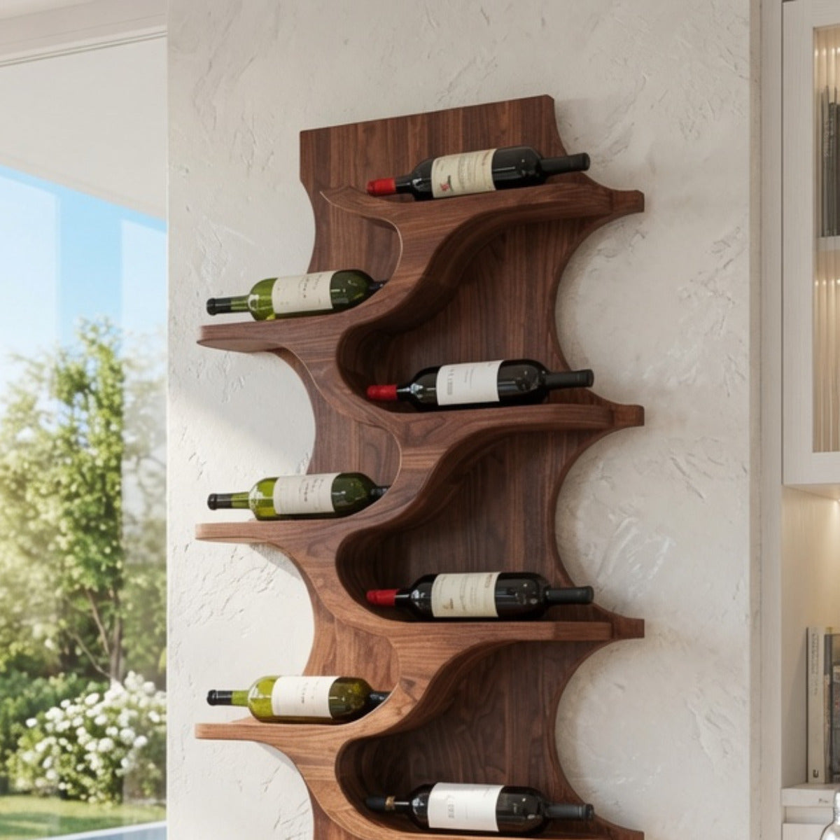 Wand-Weinregal aus Massivholz im rustikalen Design