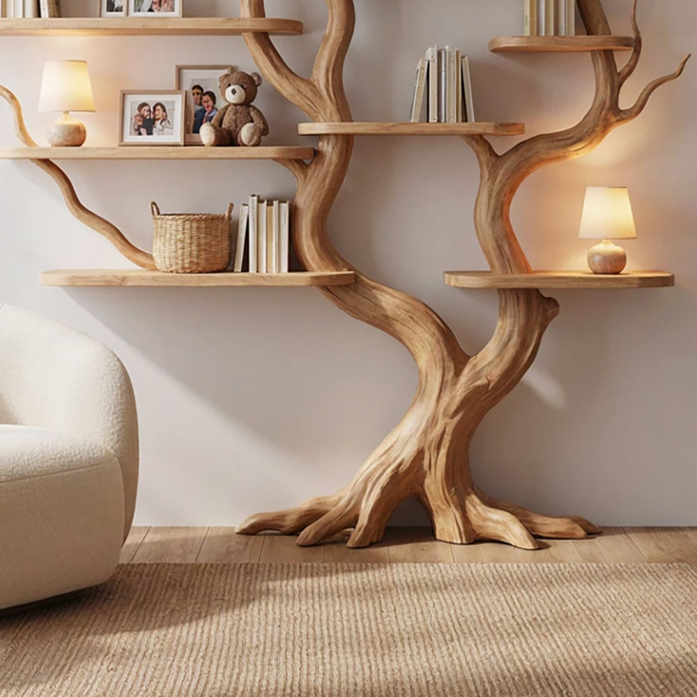Skulpturales Baum-Bücherregal aus Massivholz