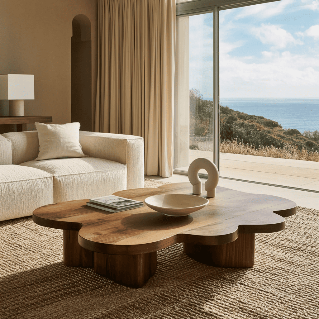 Organischer Couchtisch aus Massivholz