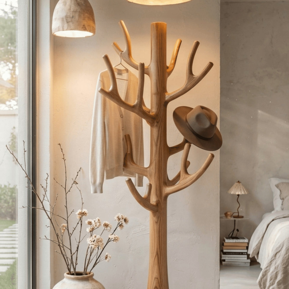 Garderobe aus Massivholz im künstlerischen Astdesign