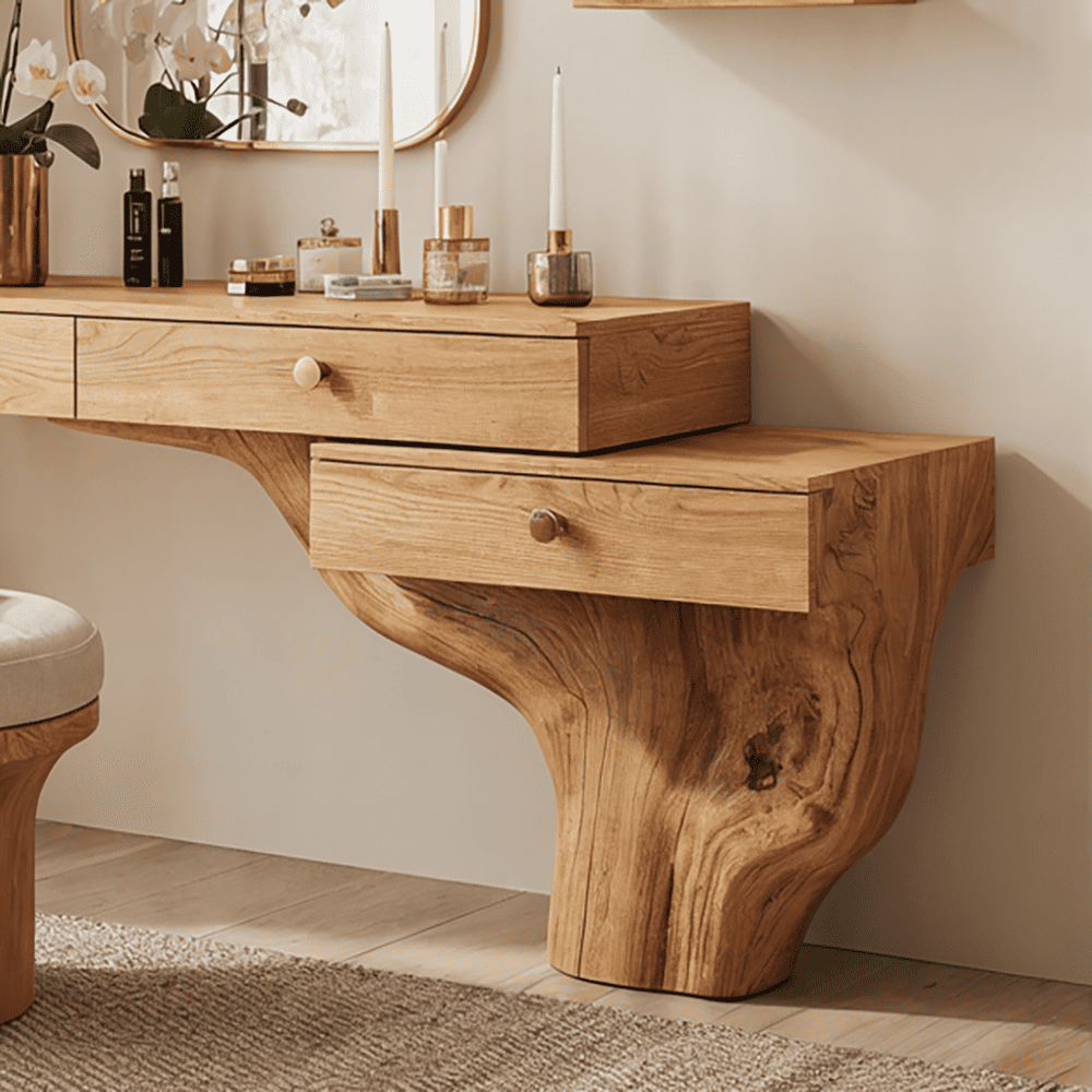 Künstlerischer Holz-Schminktisch aus Massivholz