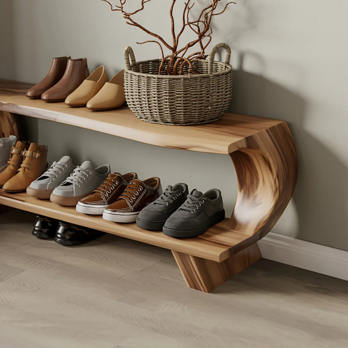 Eingangsbank mit Schuhstauraum und Sitzfunktion