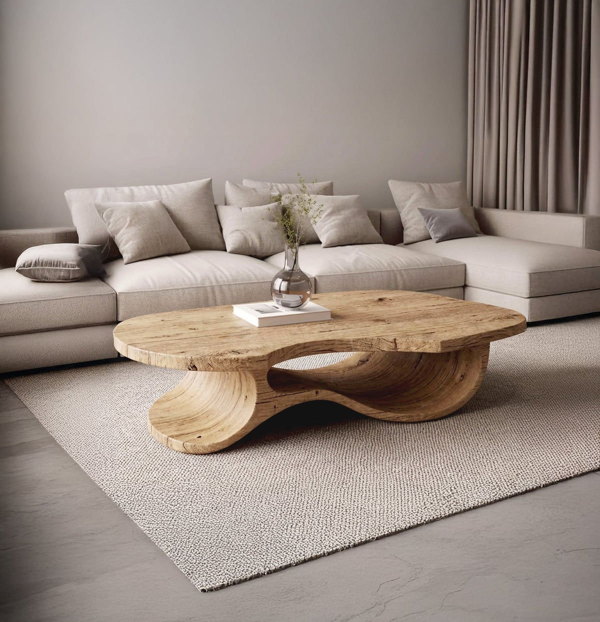Couchtisch aus Massivholz – Handgefertigter organischer Baumkanten-Mitteltisch