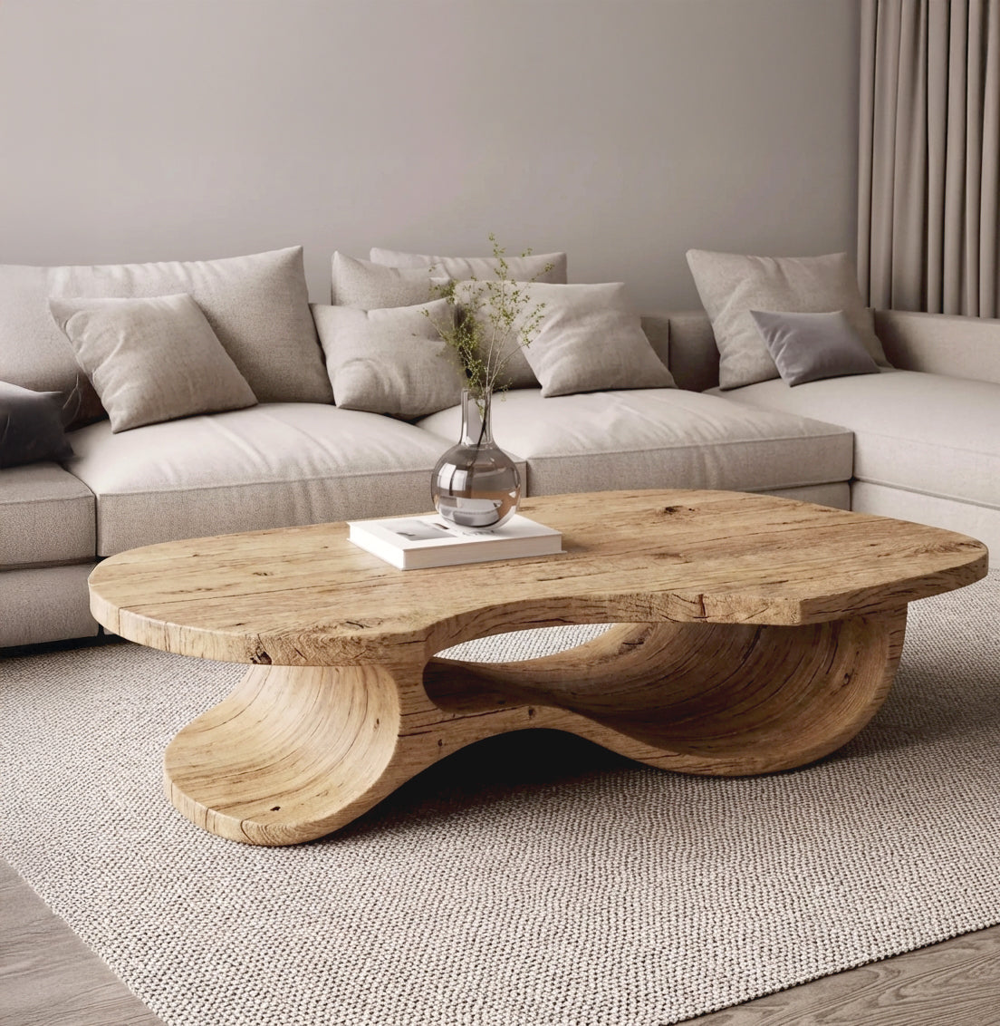 Couchtisch aus Massivholz – Handgefertigter organischer Baumkanten-Mitteltisch
