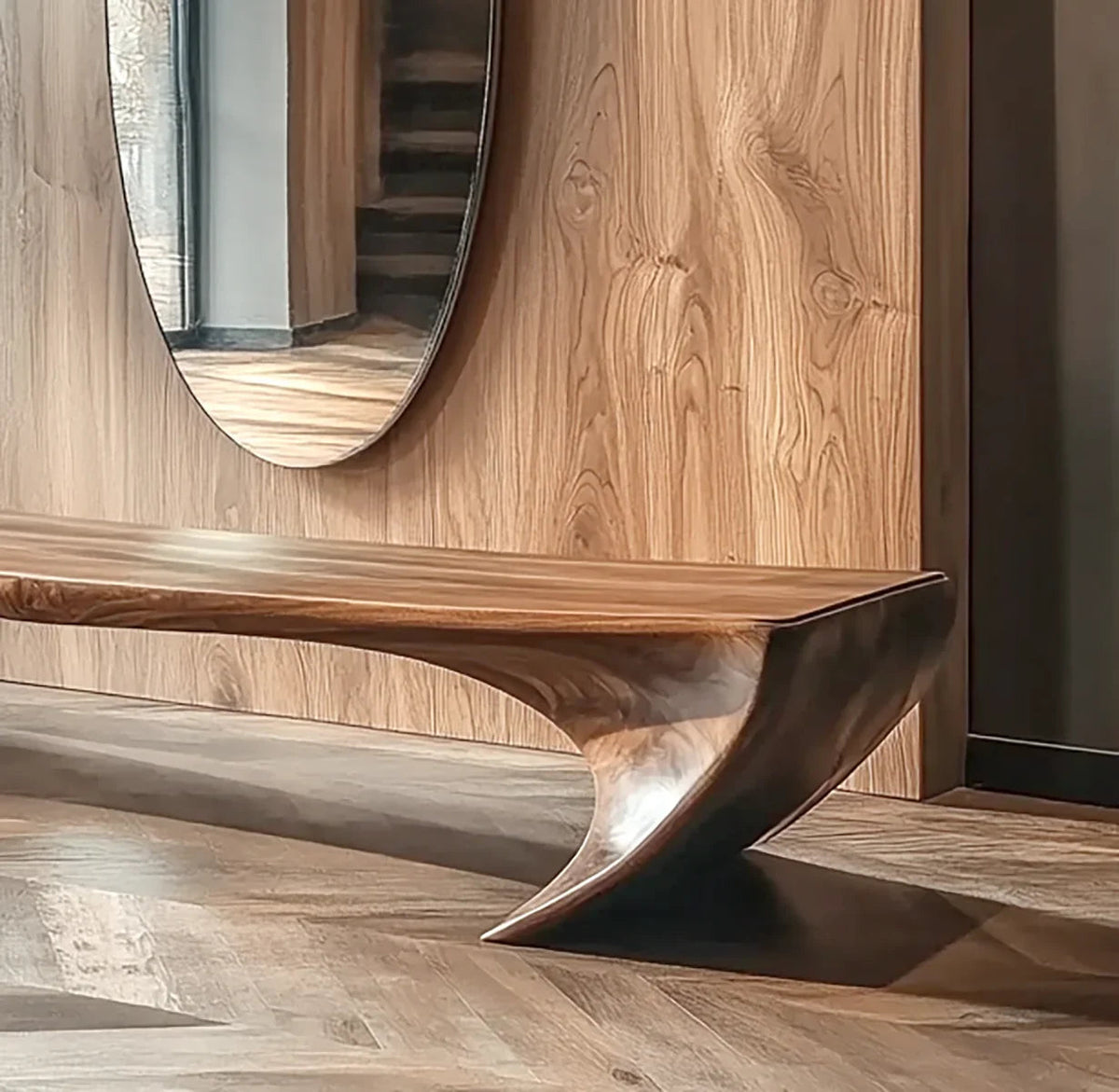 Skulpturale Bank für den Eingangsbereich im modernen und minimalistischen Stil