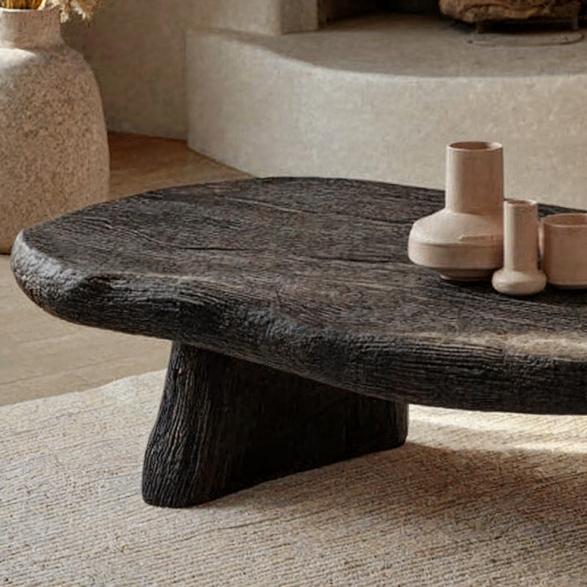 Handgefertigter Treibholz-Couchtisch – Upcycling-Massivholz mit Baumkante, Landhausstil