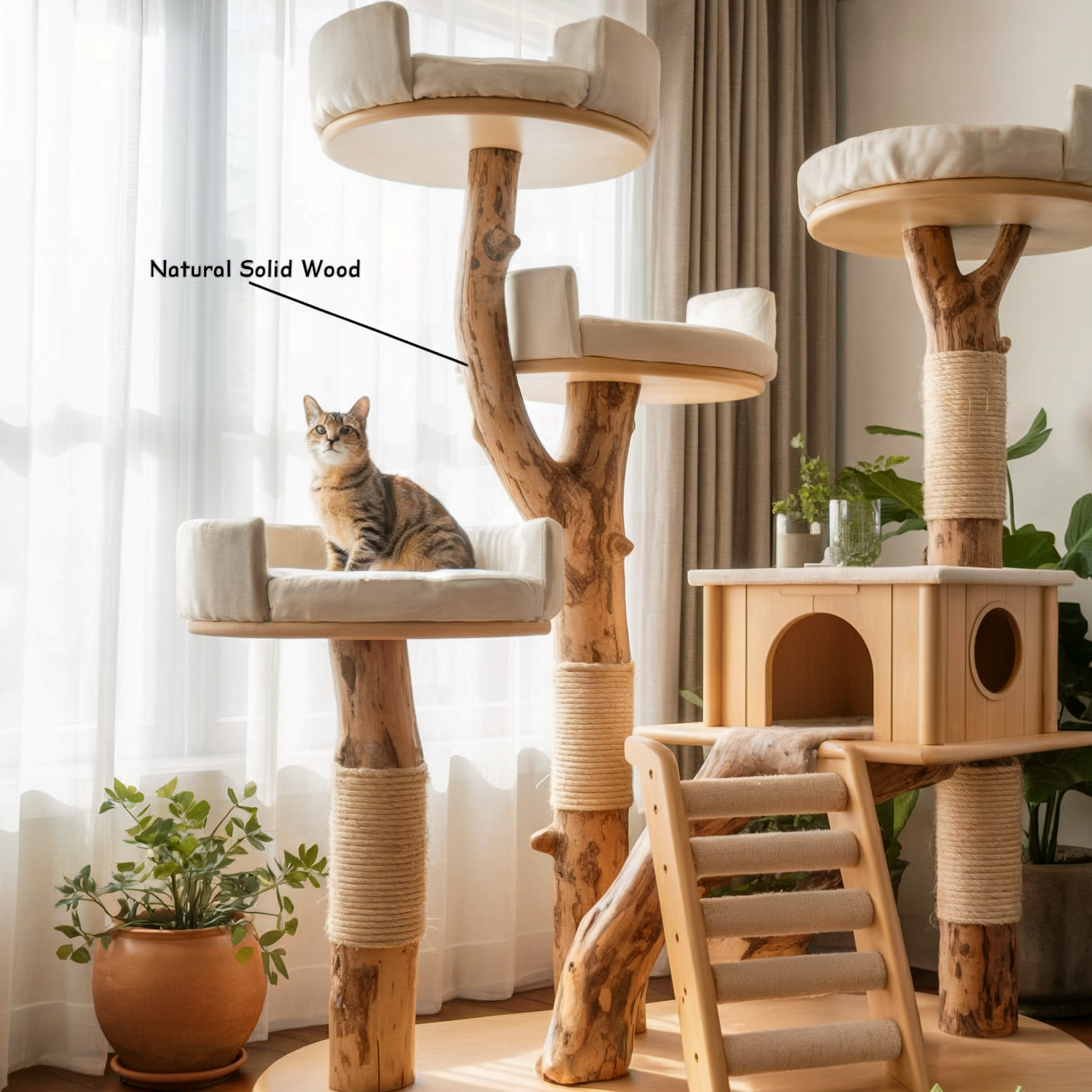 Katzenbaum aus echten Ästen und Weide – perfekt für minimalistische Wohnungen