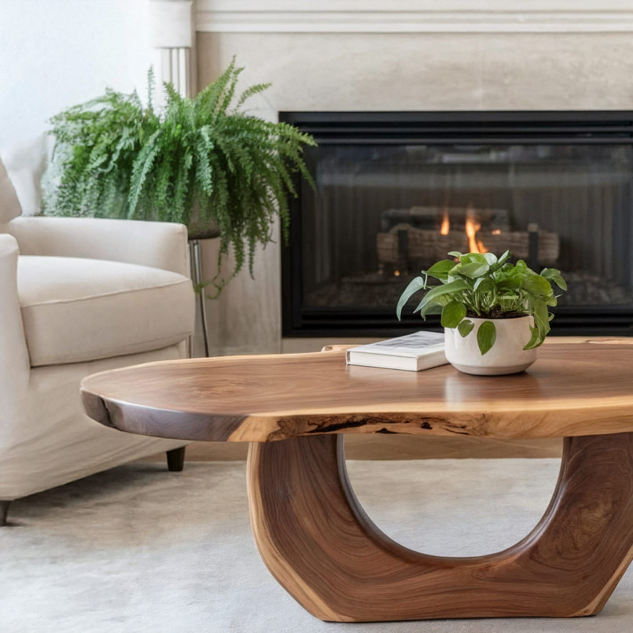 Rustikaler Couchtisch aus Massivholz – Baumkante, Landhausstil, Upcycling-Holz
