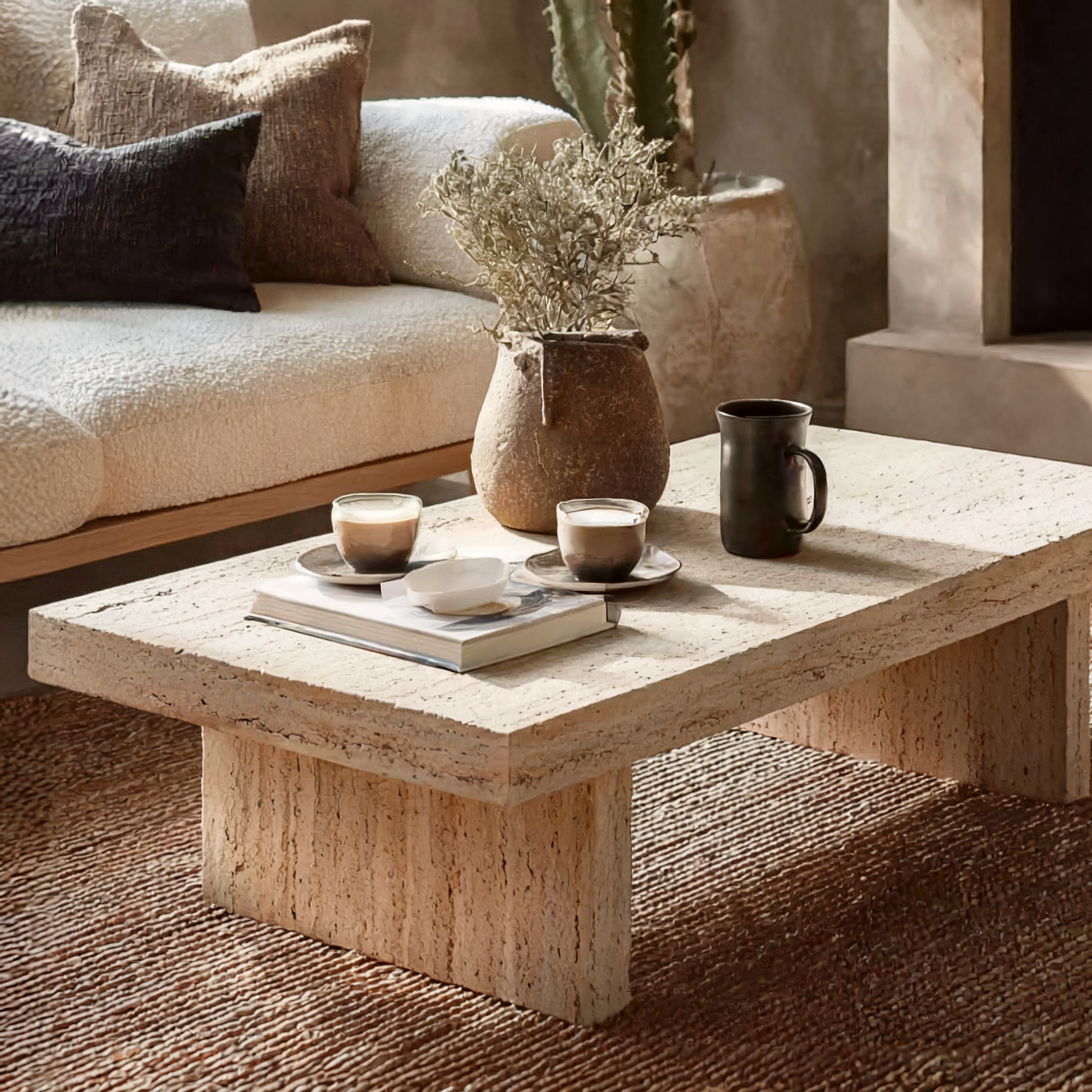 Rustikaler handgefertigter Holzcouchtisch – Massivholz mit Baumkante, Landhausstil