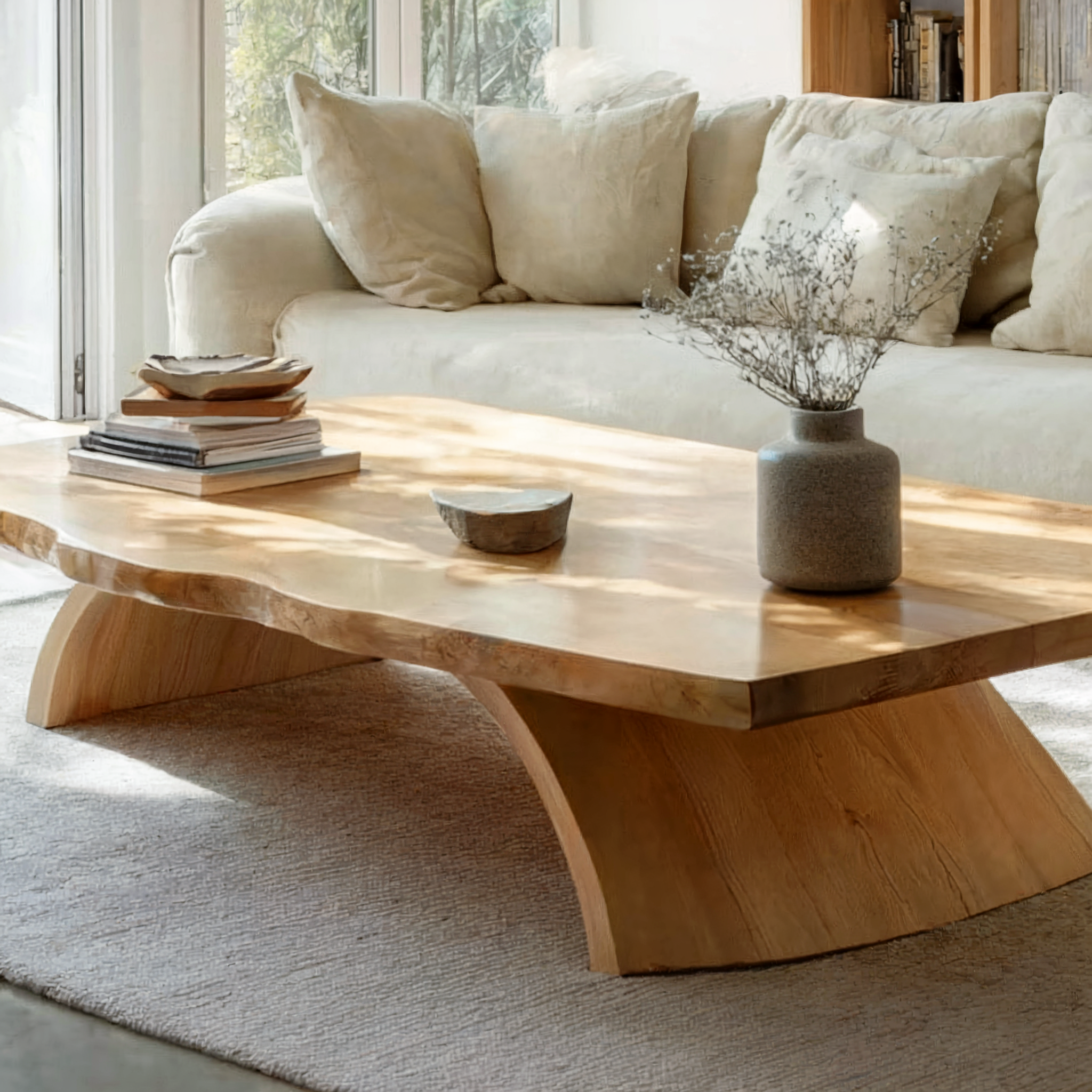 Rustikaler Holzcouchtisch – Handgefertigte Massivholz-Deko im Landhausstil