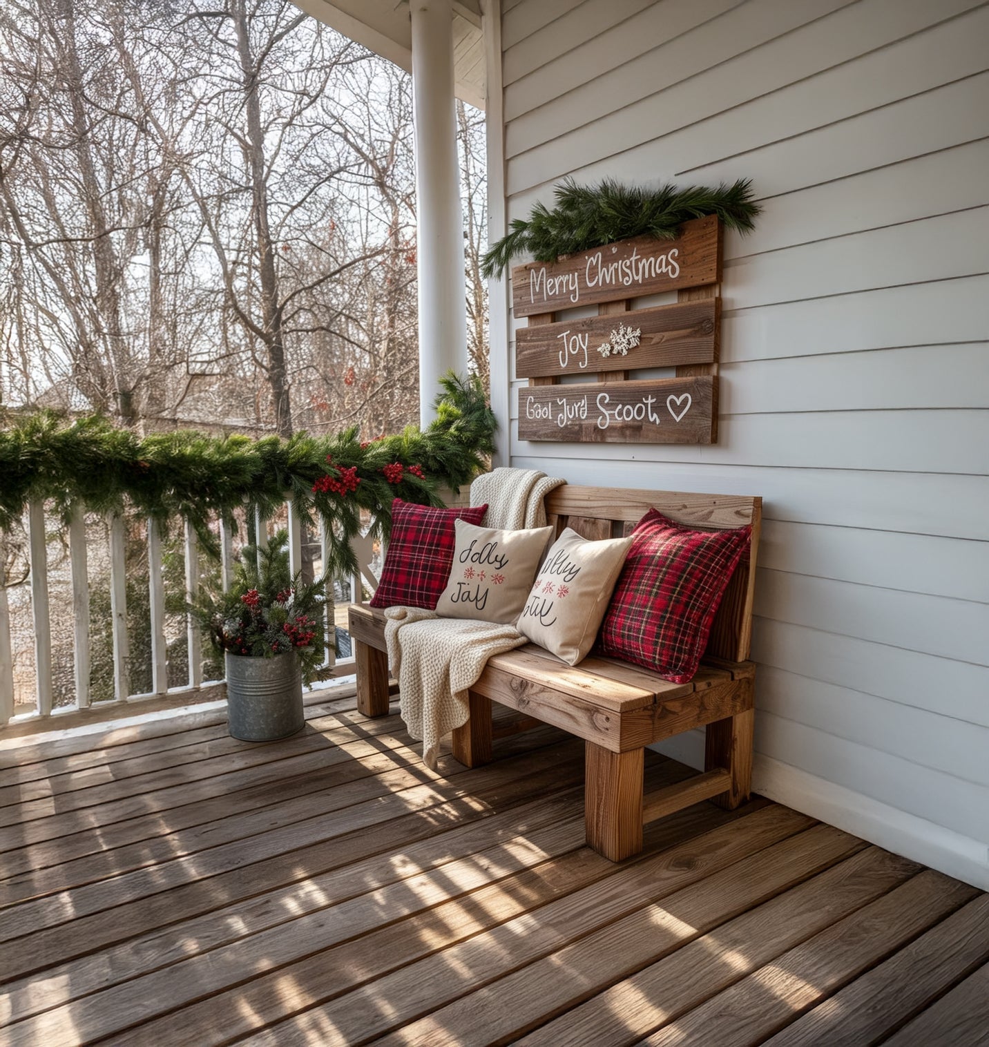 Rustikale Holzbank – handgefertigt aus Massivholz für Terrasse oder Eingangsbereich