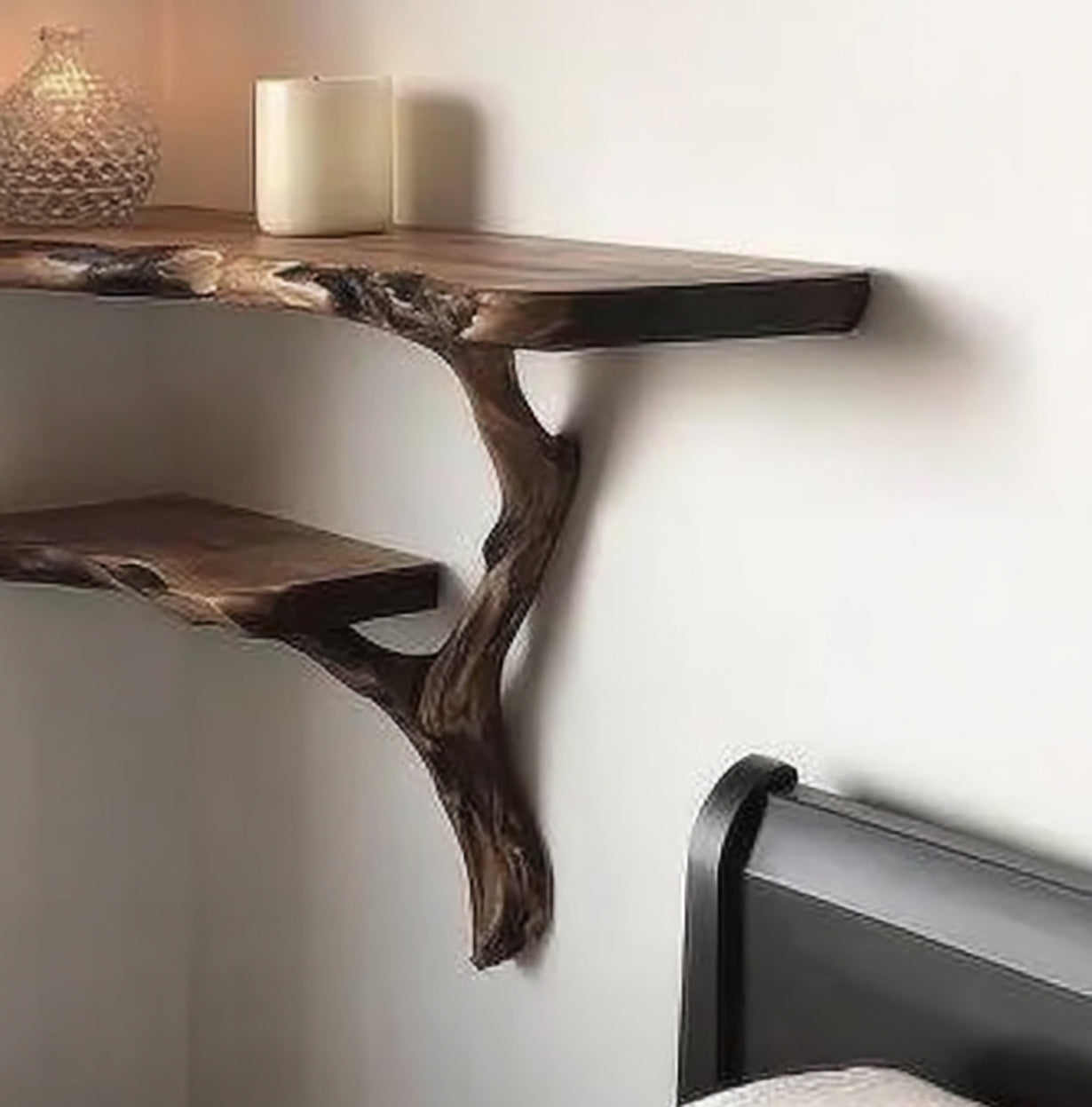 Schwebendes Holzregal Baumdesign – Massives Wand-Bücherregal