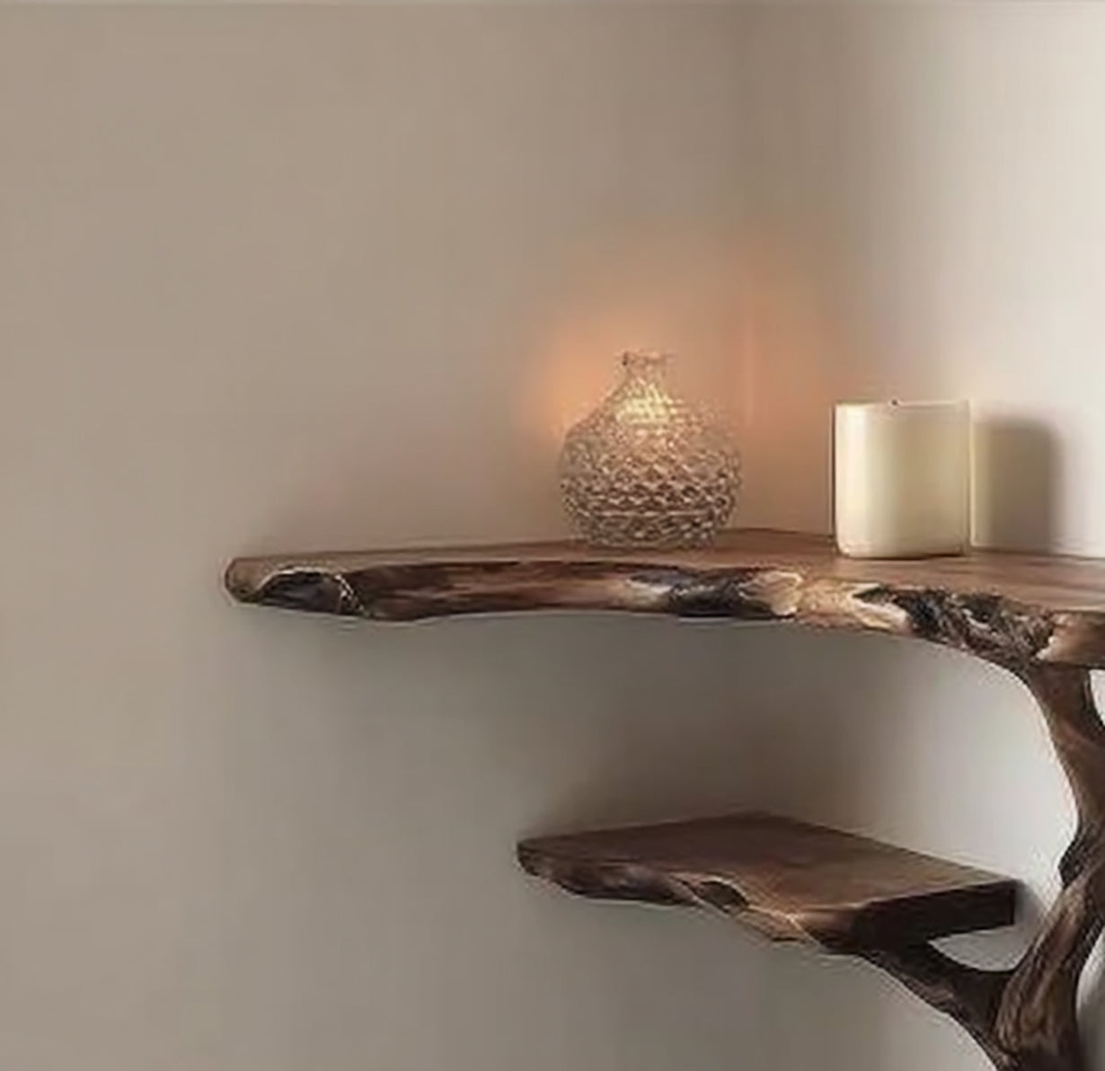 Schwebendes Holzregal Baumdesign – Massives Wand-Bücherregal