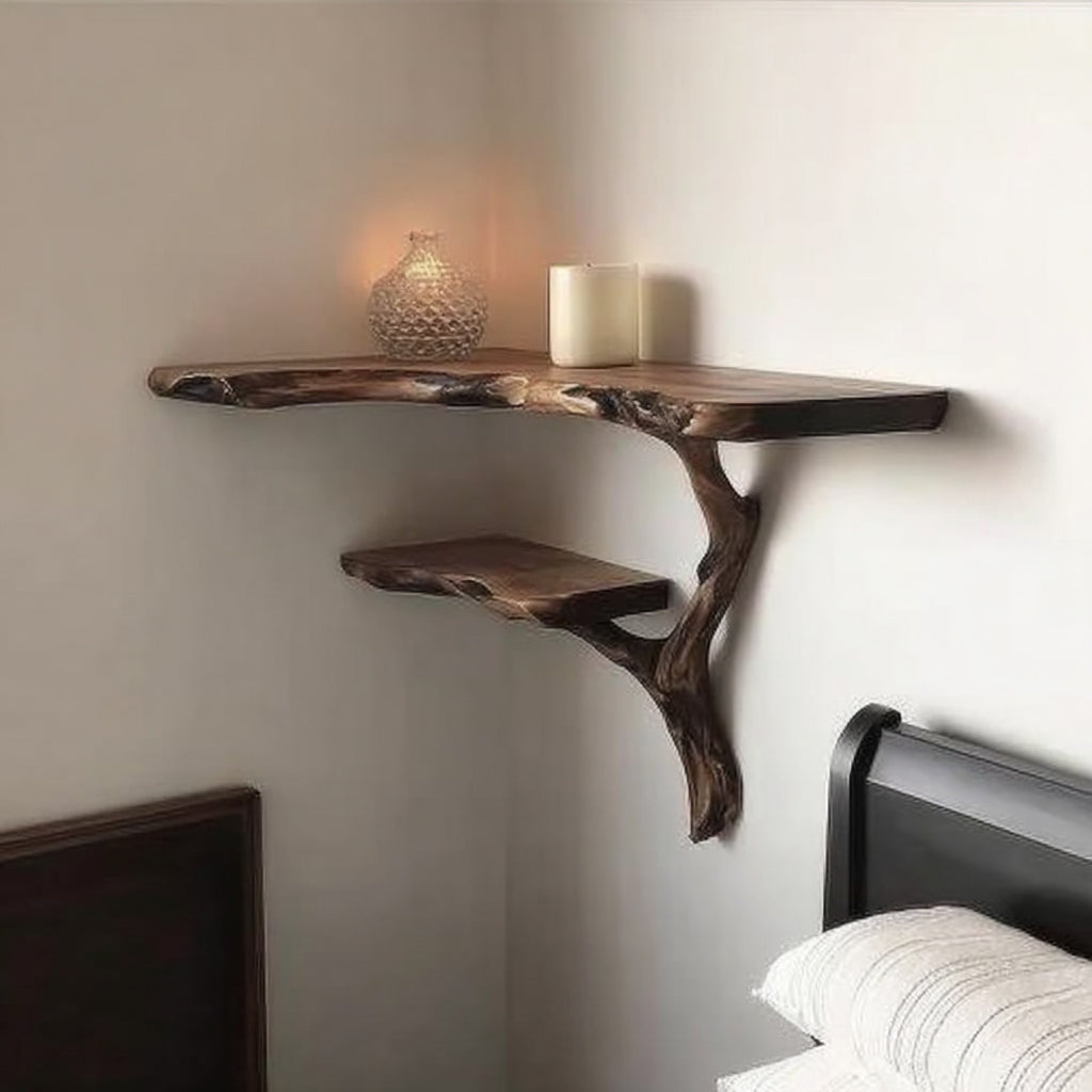 Schwebendes Holzregal Baumdesign – Massives Wand-Bücherregal