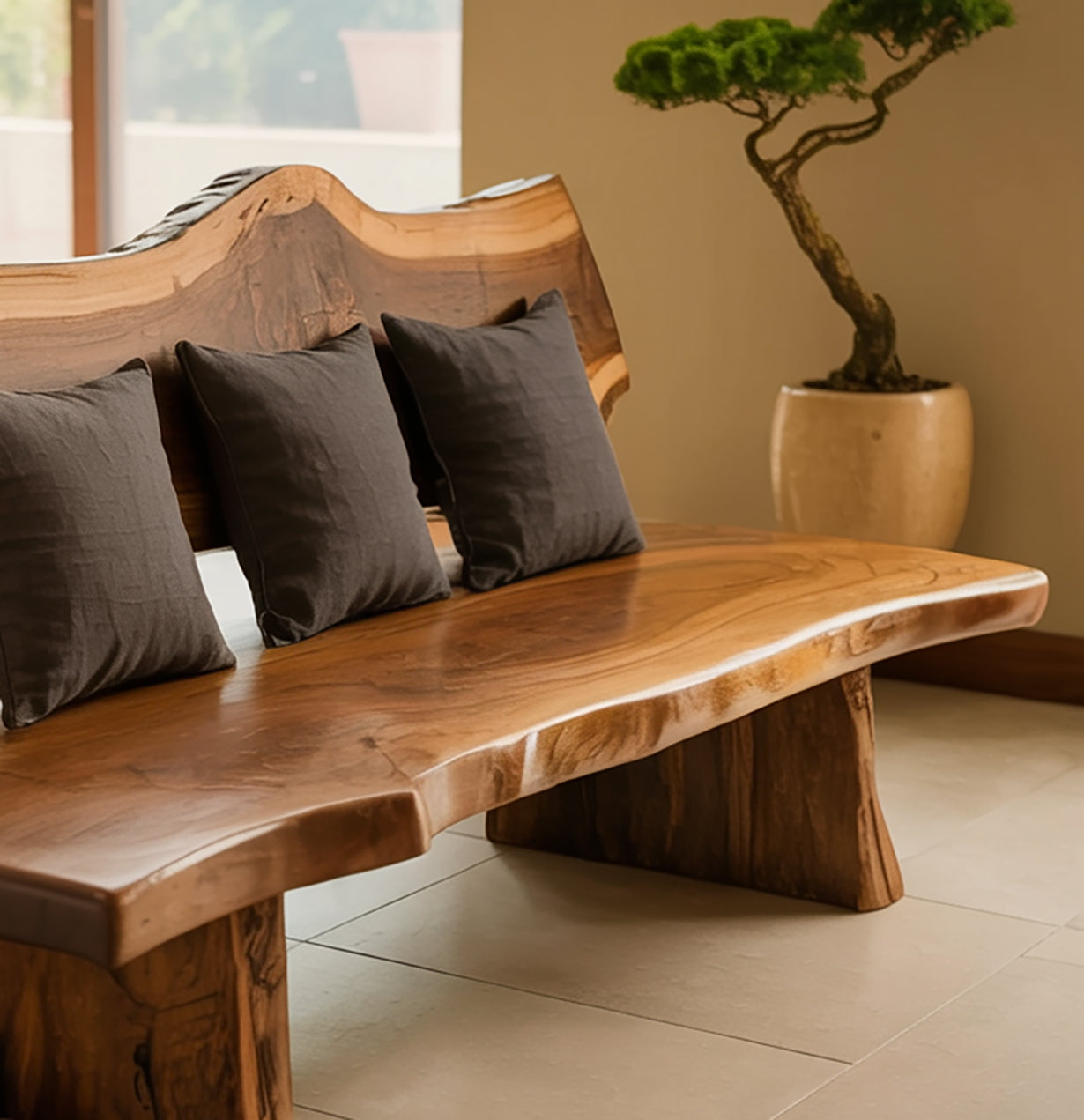 Handgefertigte Live Edge Holzbank – Massivholz Sitzbank