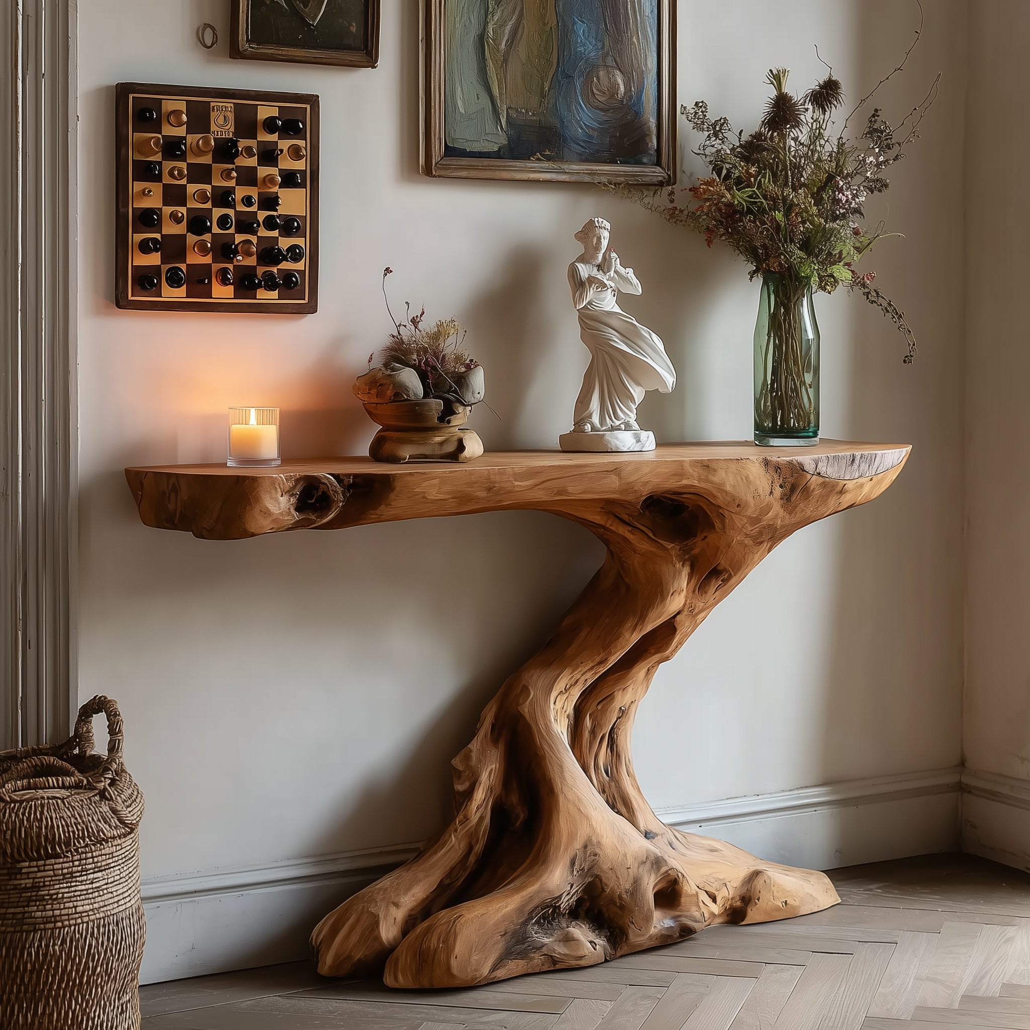 Rustikaler Konsolentisch aus Holz – recycelter Flur- oder moderner Landhaus-Beistelltisch