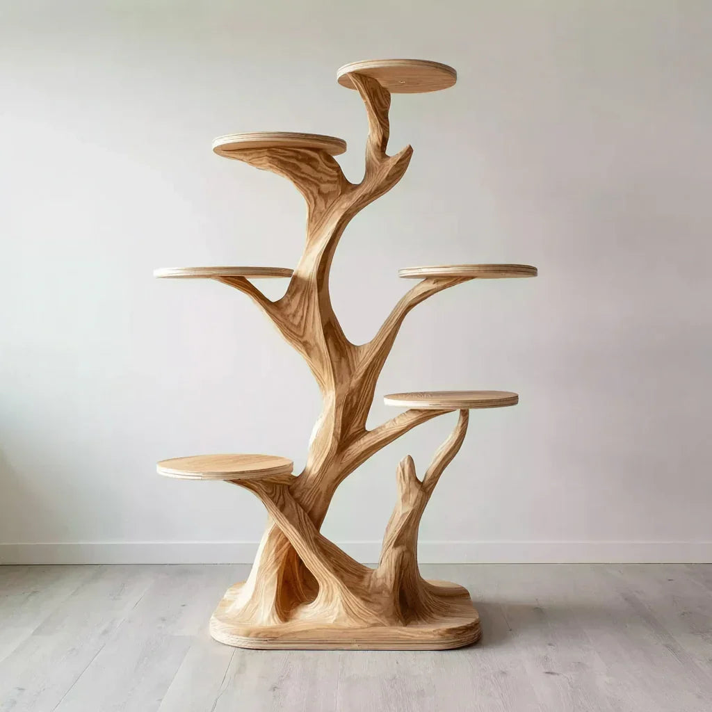 Mid-Century-Kratzbaum-Turm aus Holz – Stilvolle Katzenmöbel fürs Wohnzimmer