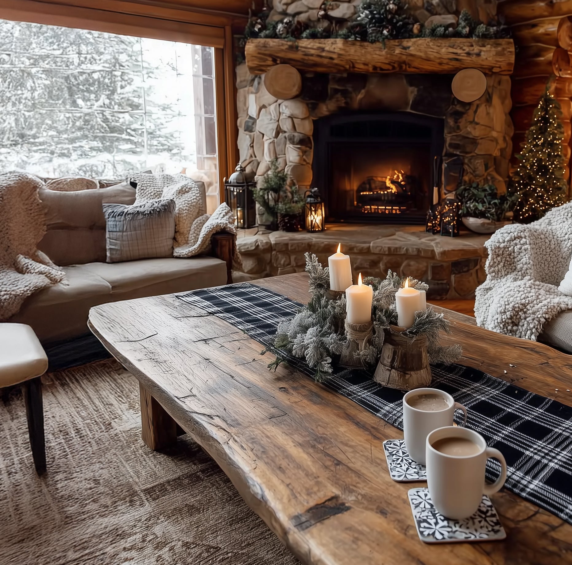 Massivholz-Couchtisch mit Naturkante – Handgefertigtes Mid-Century-Akzentmöbel