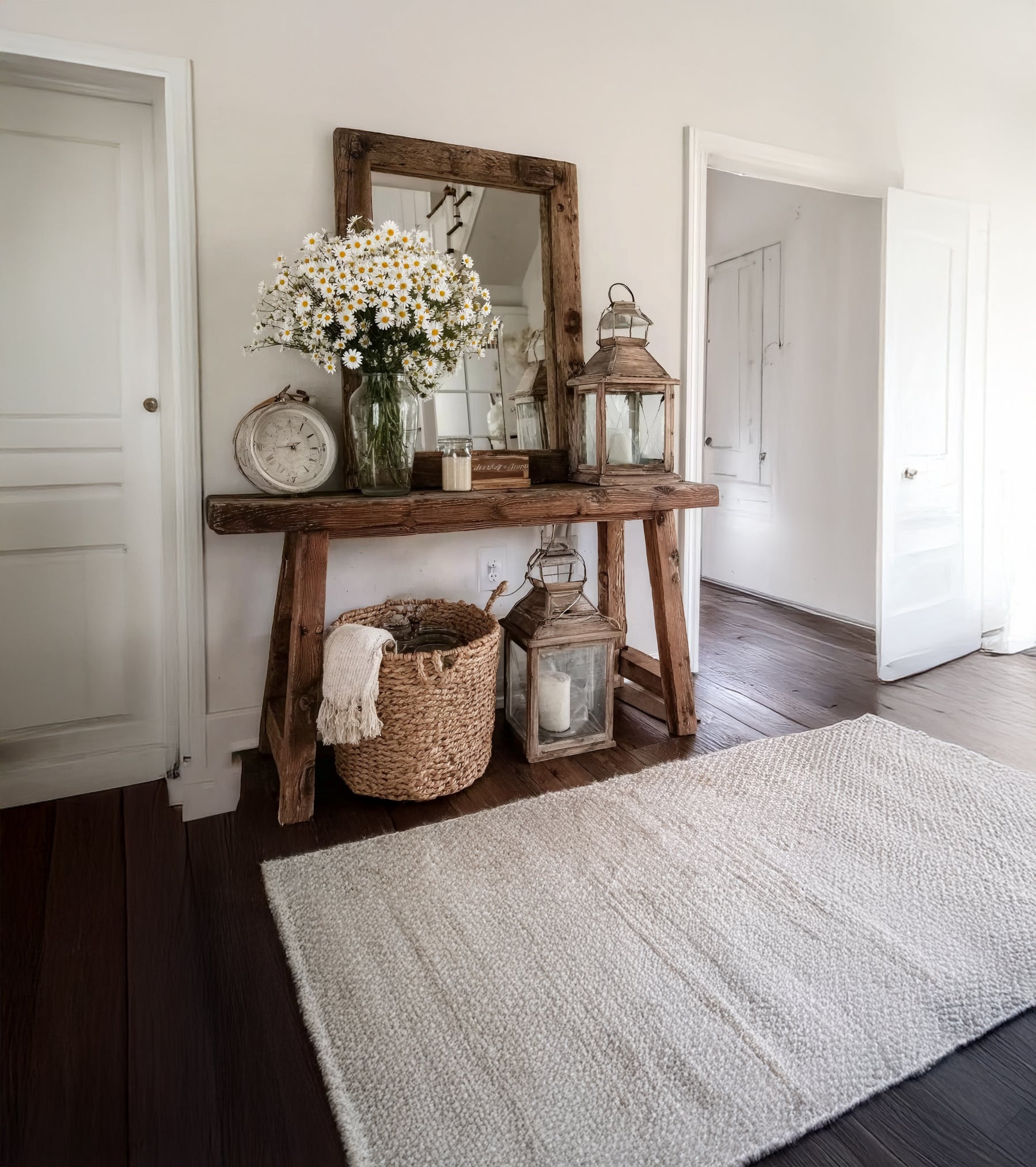 Rustikaler Landhaus-Consoltisch – handgefertigt aus Massivholz mit natürlichem Finish