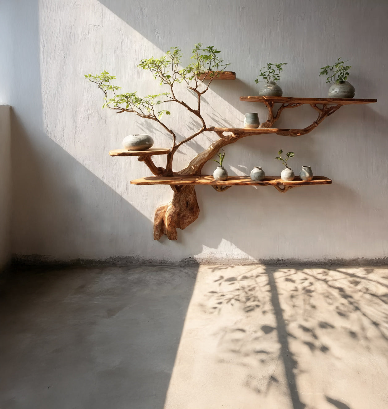 Treibholz-Schweberegal – Rustikales Baumzweig-Wandregal für Bücher