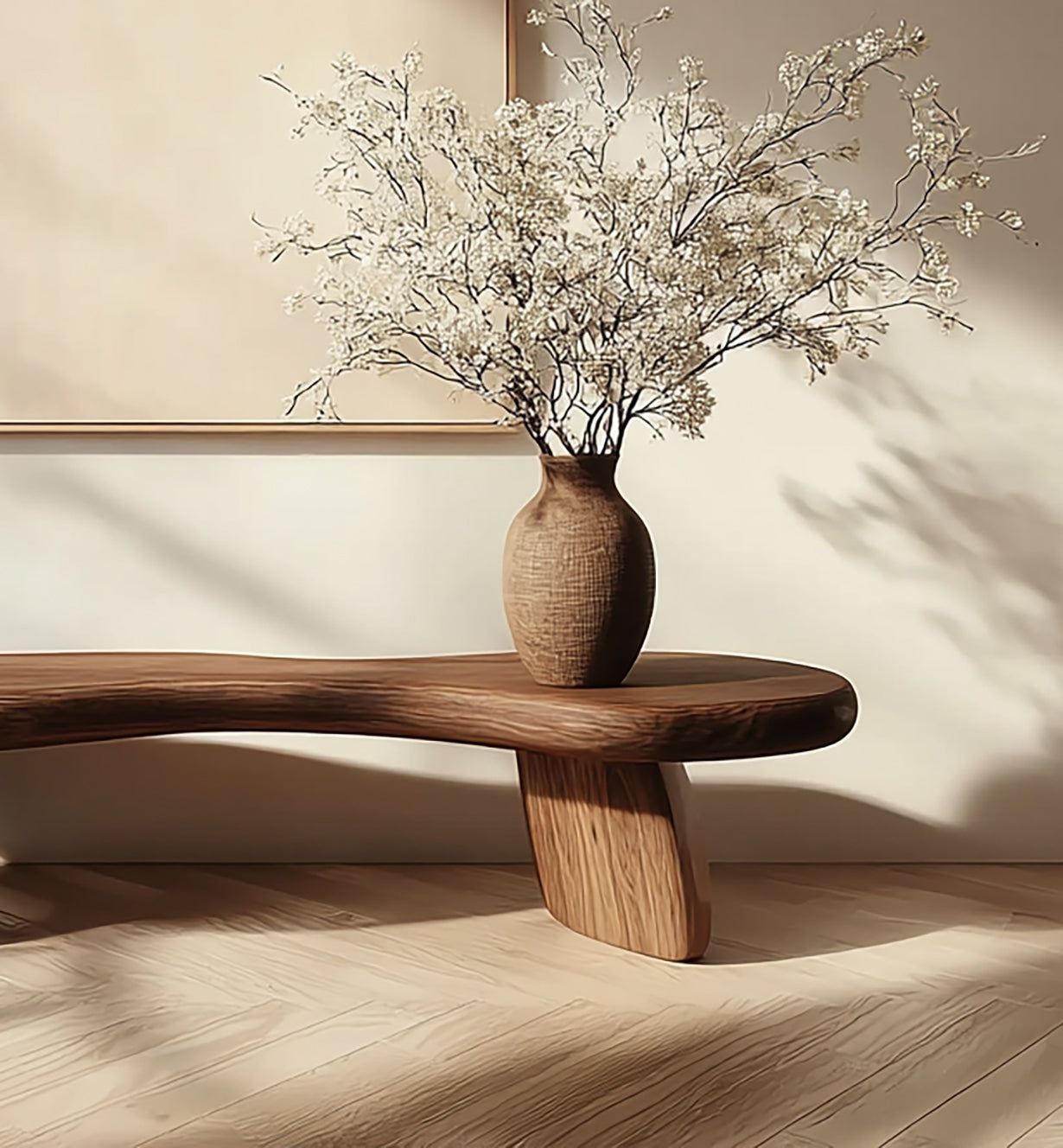 Rustikale Massivholz-Bank mit Baumkante – handgefertigter Sitz für Zuhause