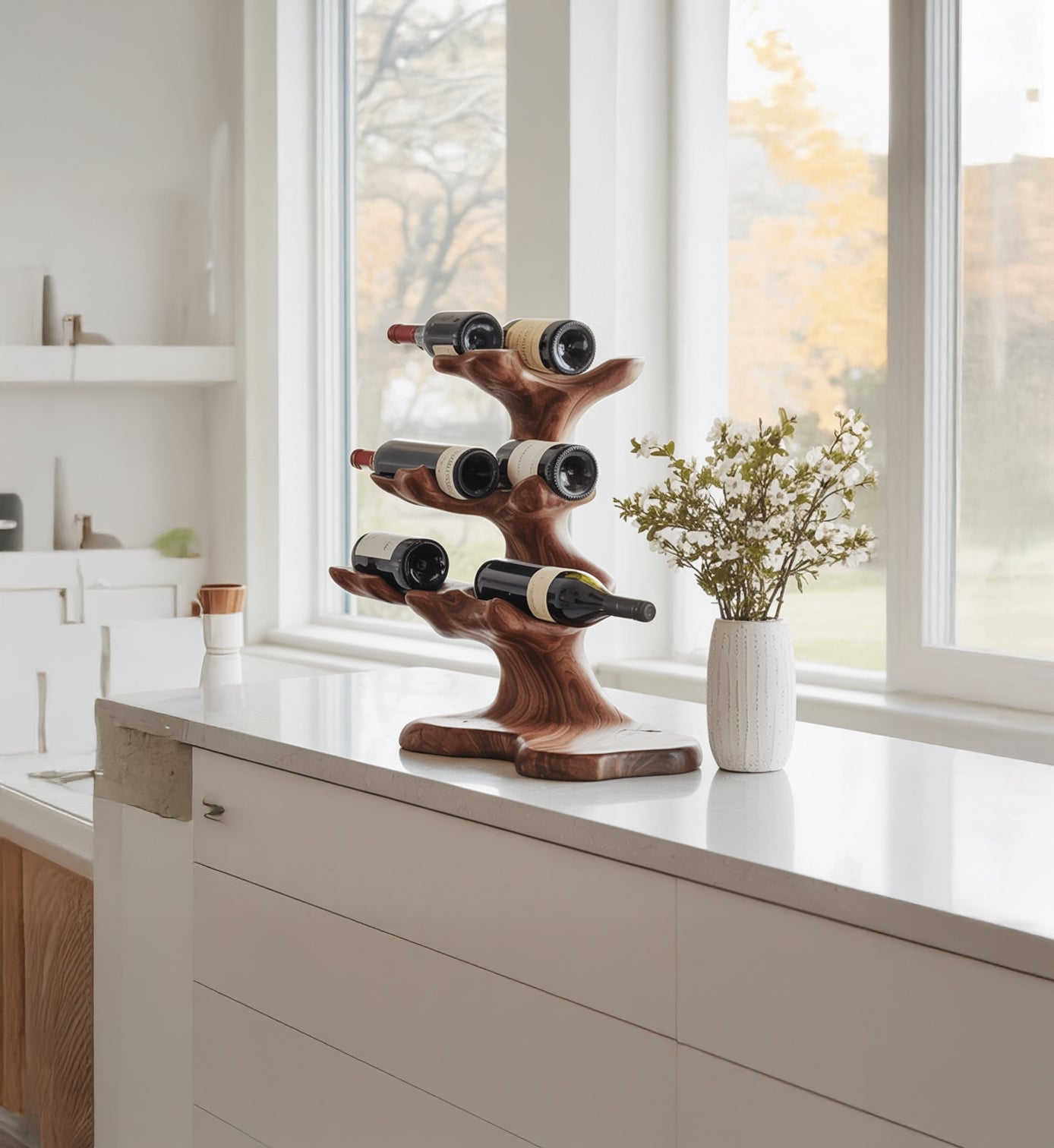 Handgefertigtes Walnuss-Weinregal – stilvoller Weinhalter für Zuhause