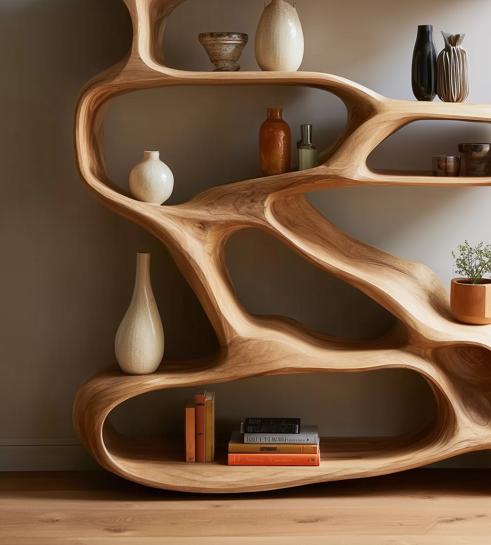 Massivholz-Bücherregal – Handgefertigtes Display für Wohnzimmer oder Büro