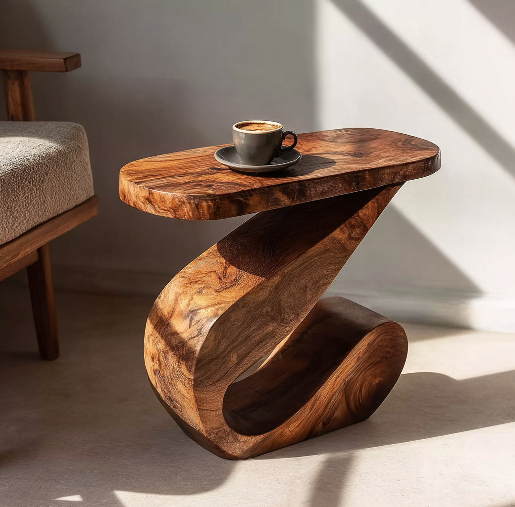 Bauernhaus-Runder Beistelltisch – Handgefertigter Massivholz-Tisch fürs Wohnzimmer