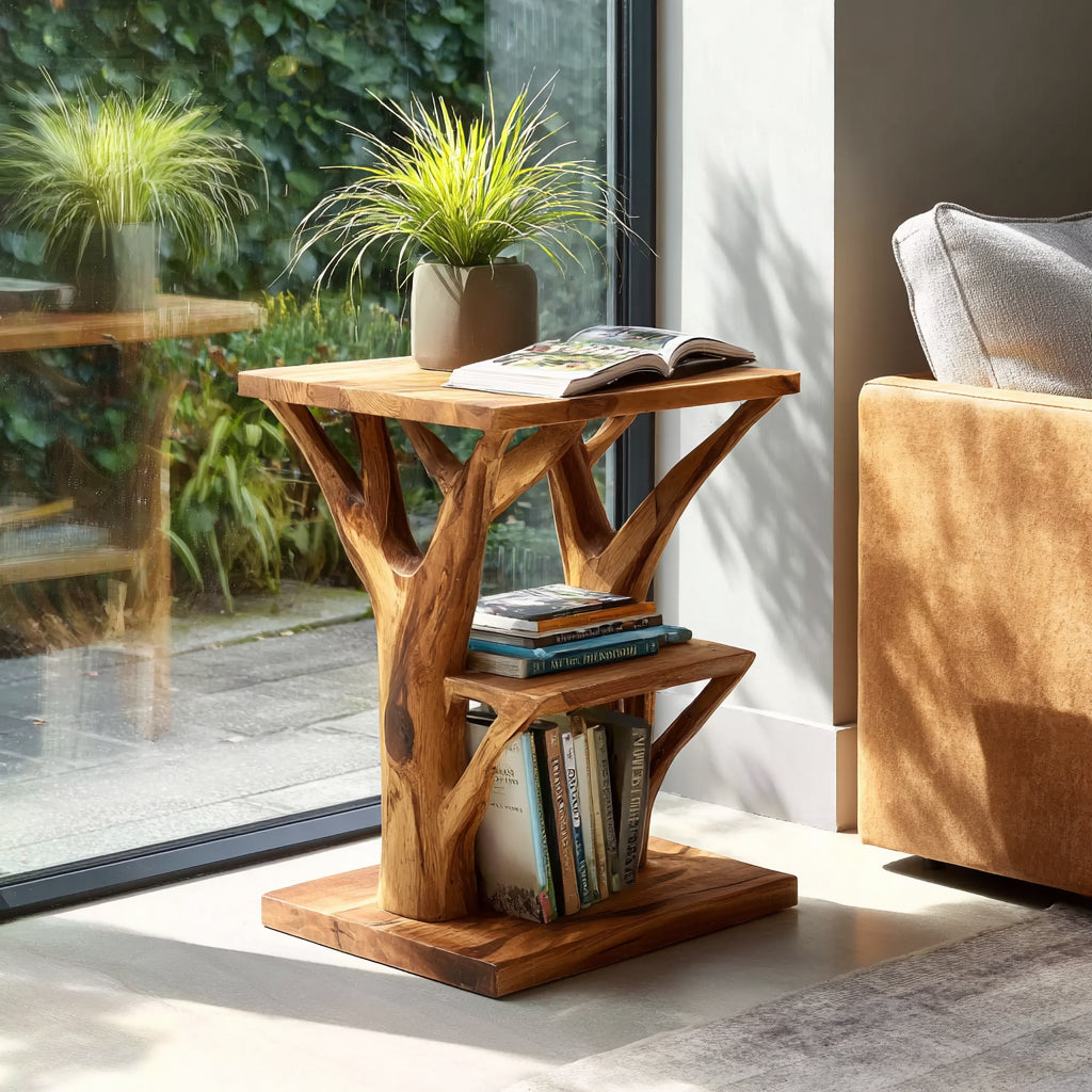Runder Beistelltisch aus Massivholz – Live Edge Farmhouse