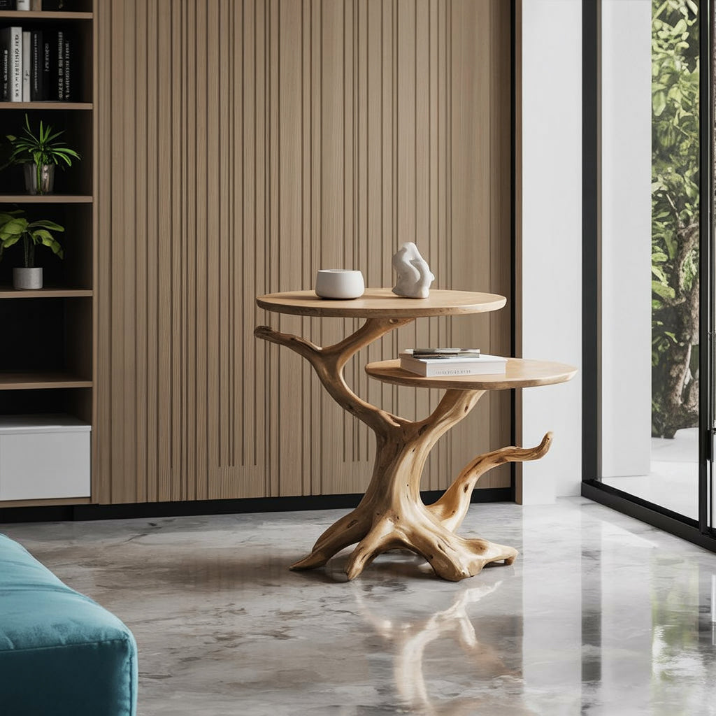 Rustikaler Beistelltisch aus Massivholz – Naturinspiriertes Baumdesign