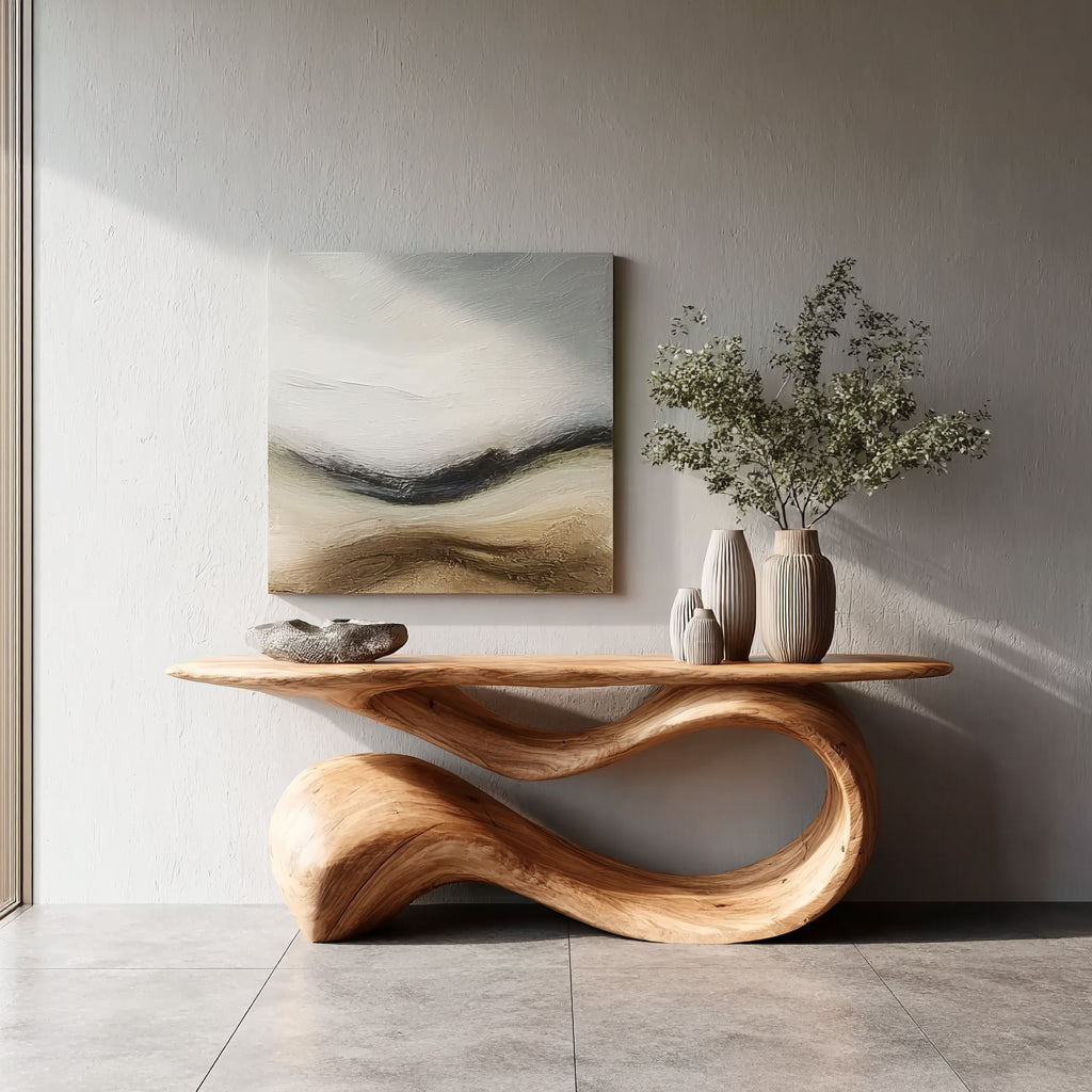 Massivholz-Console-Tisch – Rustikaler Bauernhaus-Stil mit Naturkante für Flur & Eingang